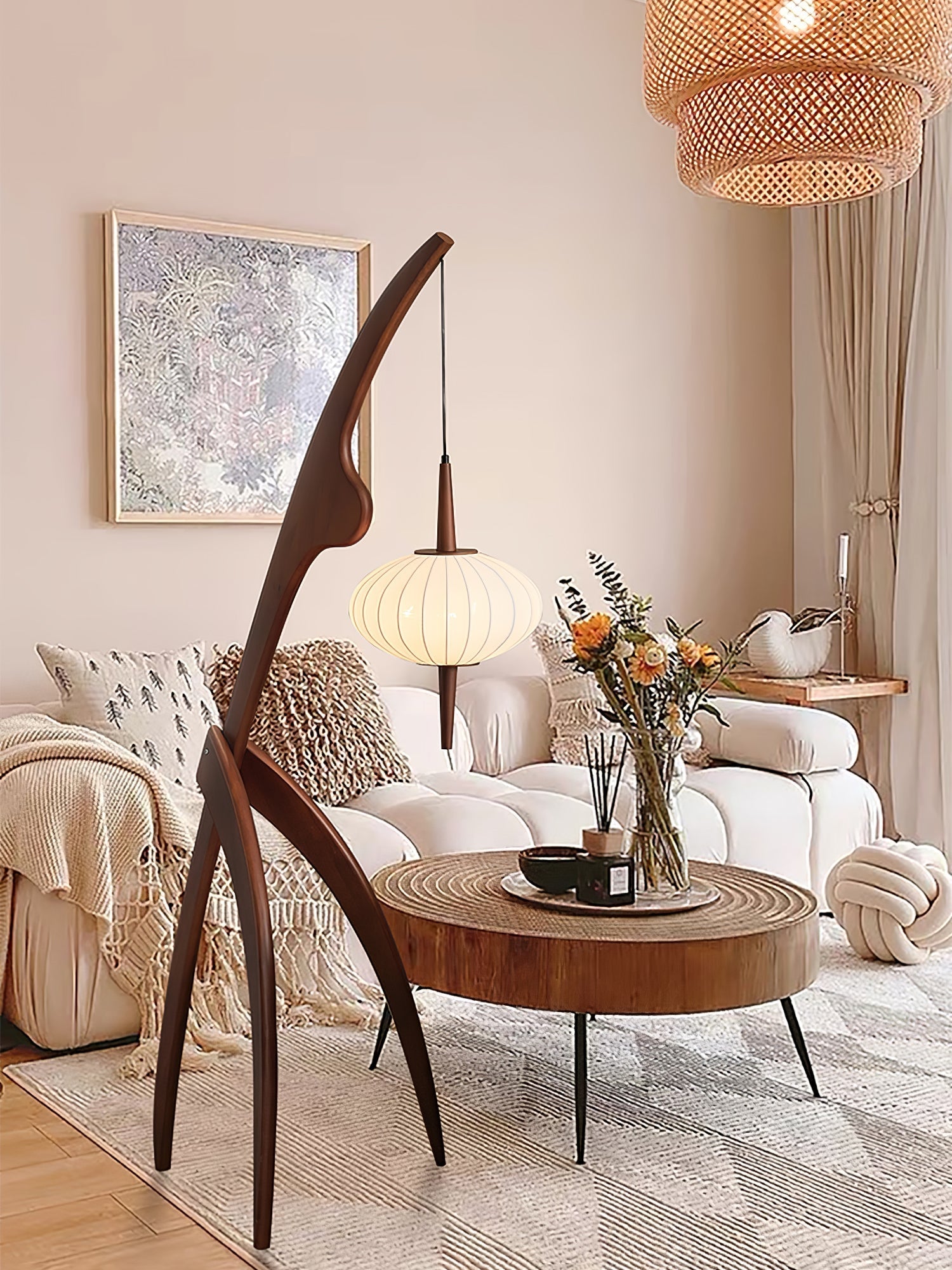 Ulen Mid Century Wooden Floor Lamp-Neutral Decor