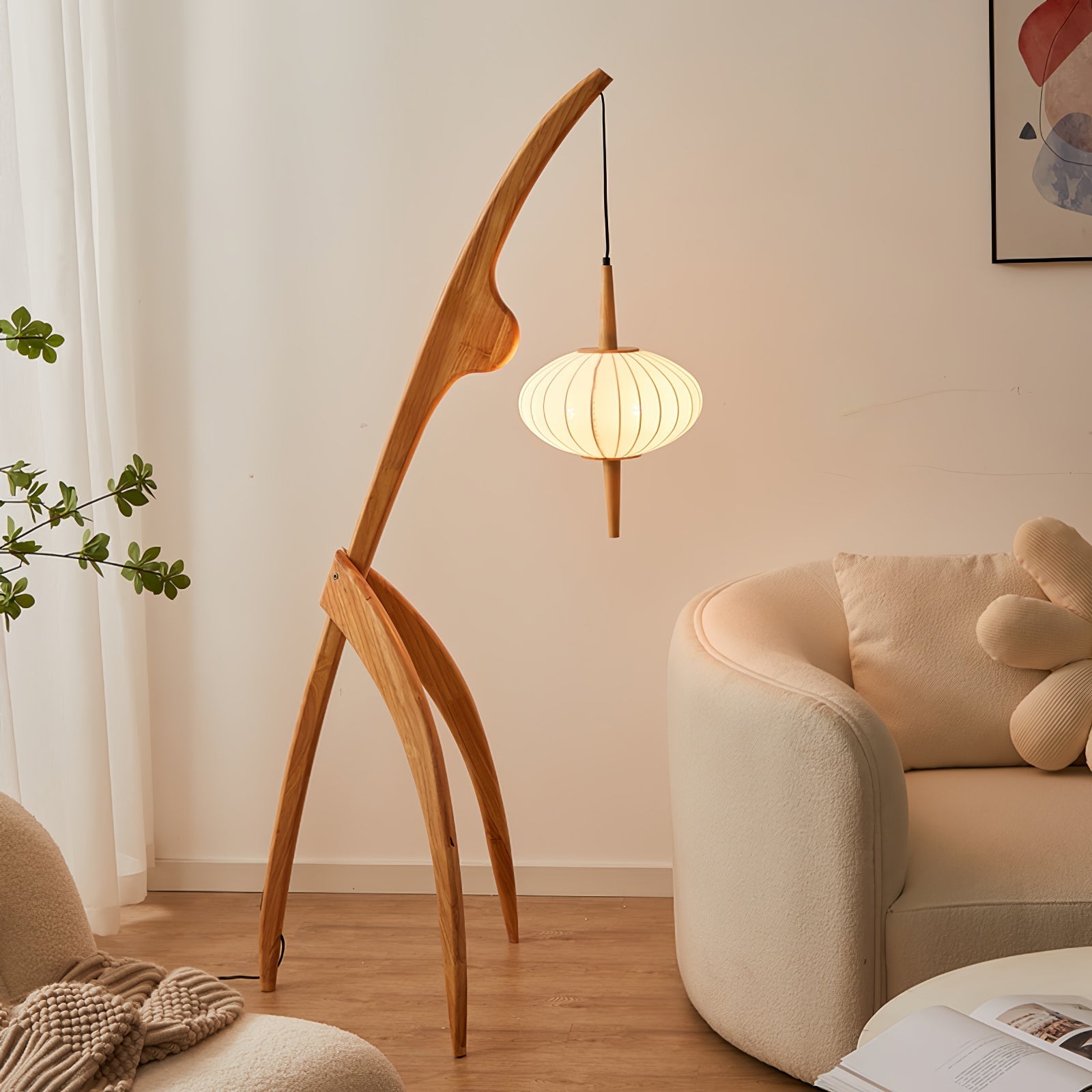 Ulen Mid Century Wooden Floor Lamp-Neutral Decor