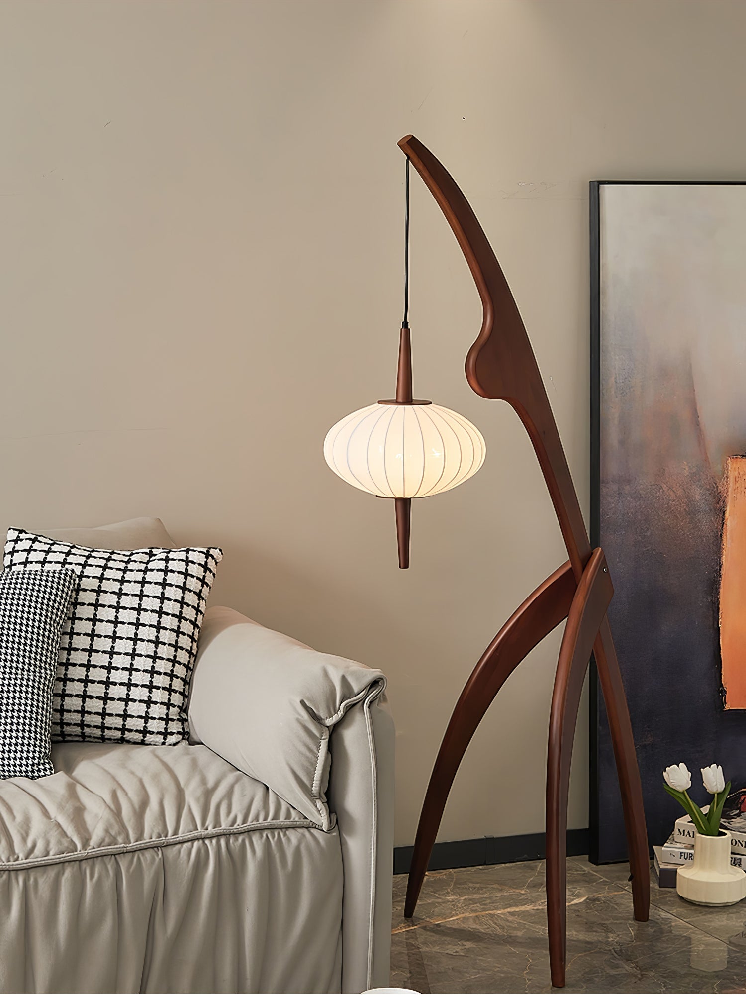 Ulen Mid Century Wooden Floor Lamp-Neutral Decor