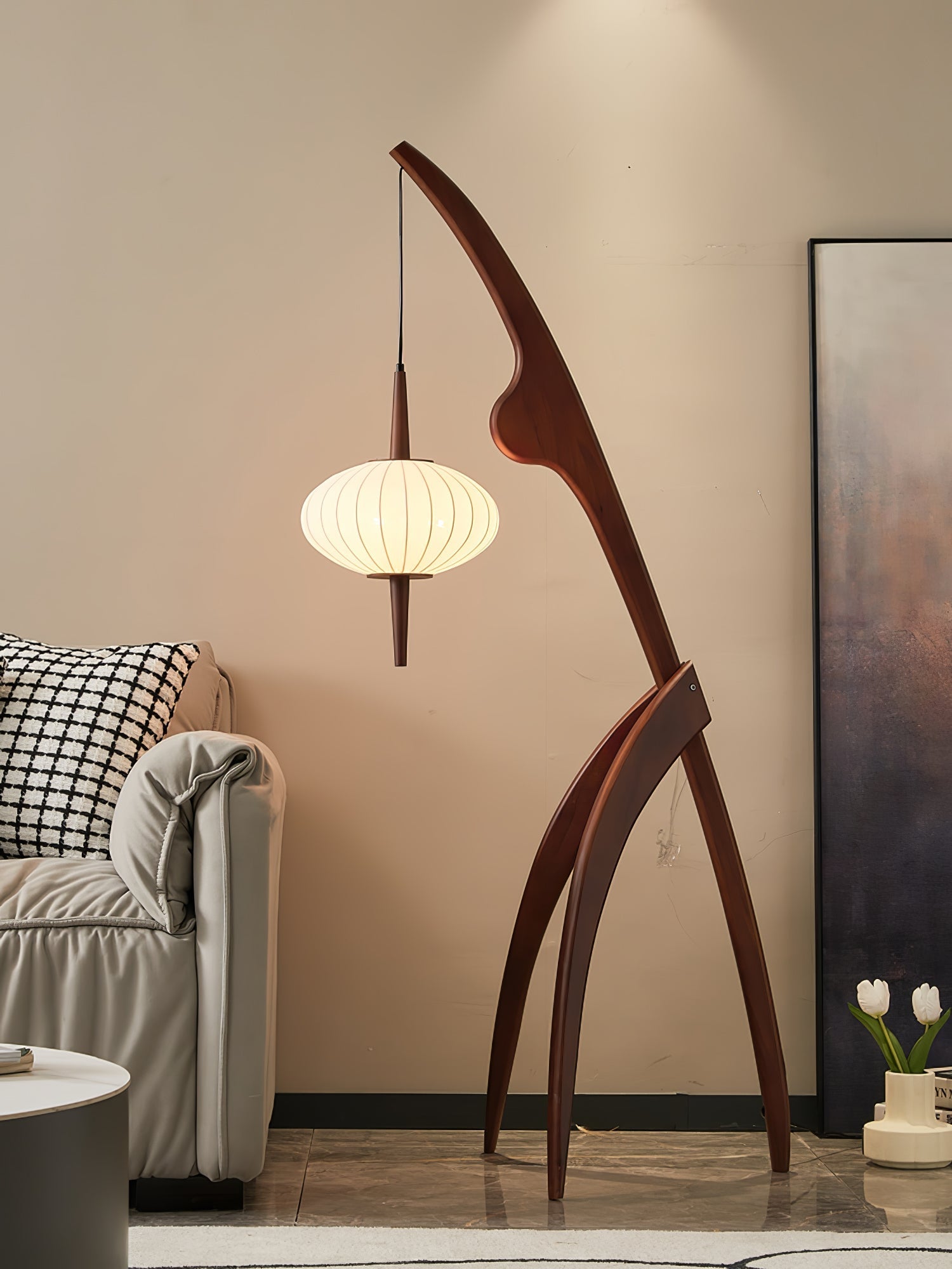 Ulen Mid Century Wooden Floor Lamp-Neutral Decor