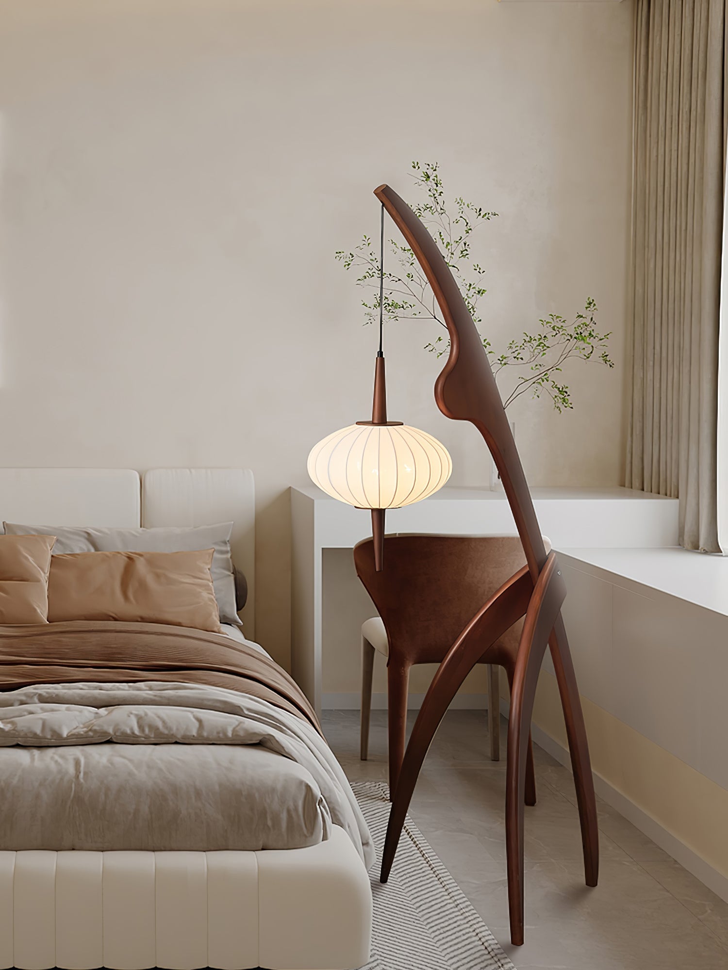 Ulen Mid Century Wooden Floor Lamp-Neutral Decor