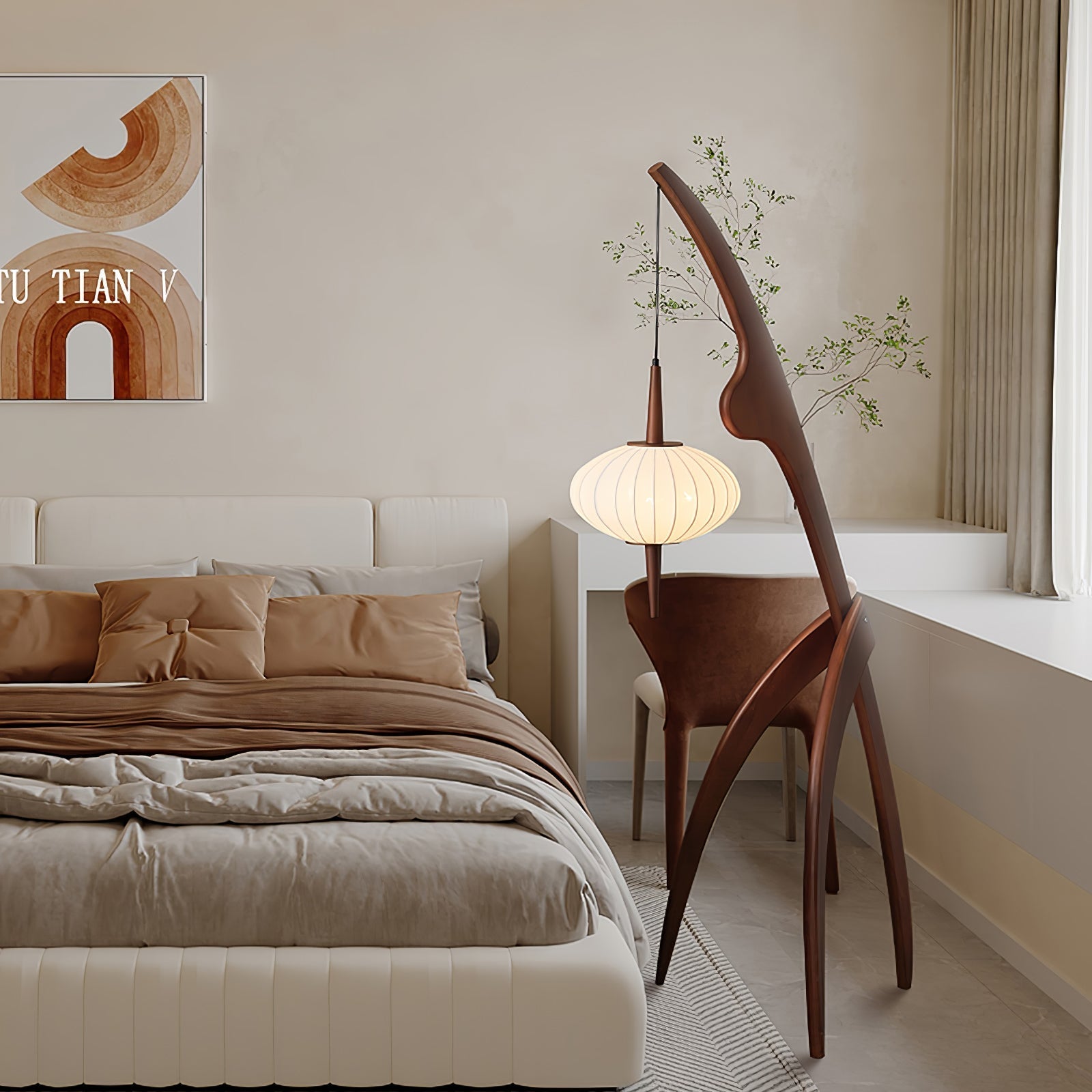 Ulen Mid Century Wooden Floor Lamp-Neutral Decor