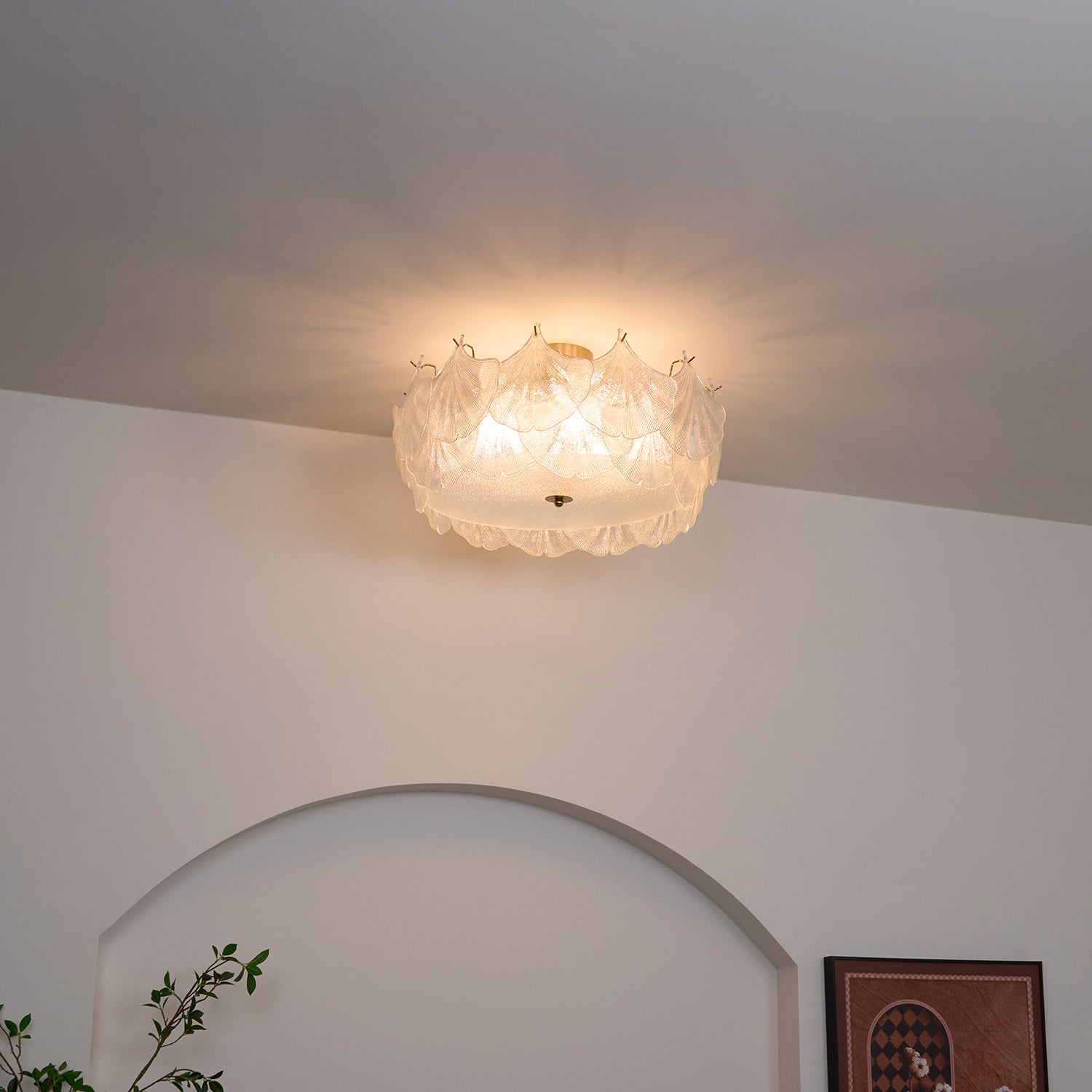 Quineth Maple Leaf Cluster Glass Ceiling Light-Neutral Decor