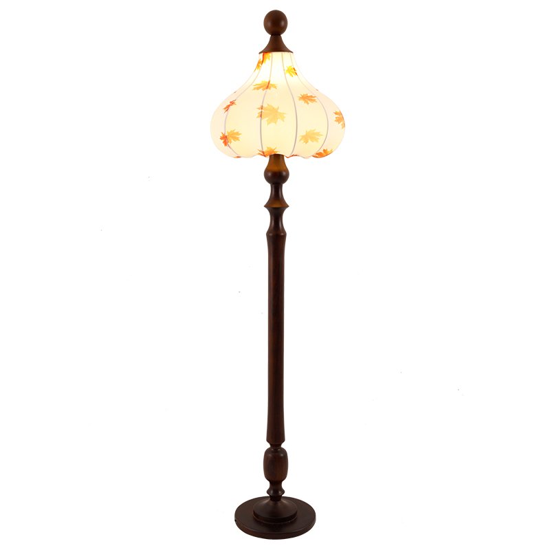 Maplen Wood Fabric Vintage Floor Lamp-Neutral Decor