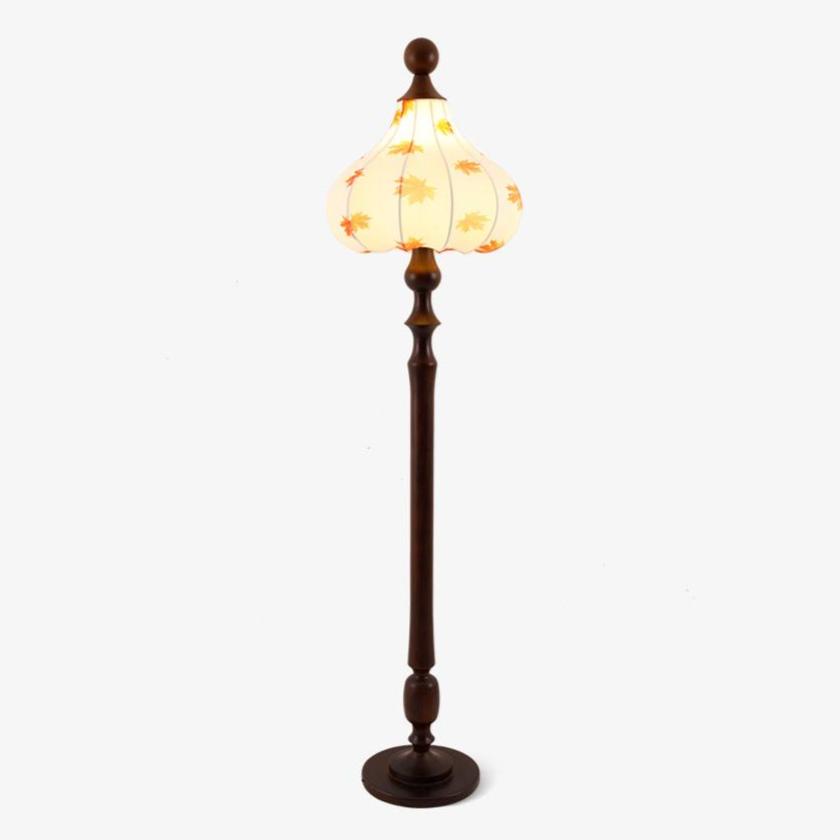 Maplen Wood Fabric Vintage Floor Lamp-Neutral Decor