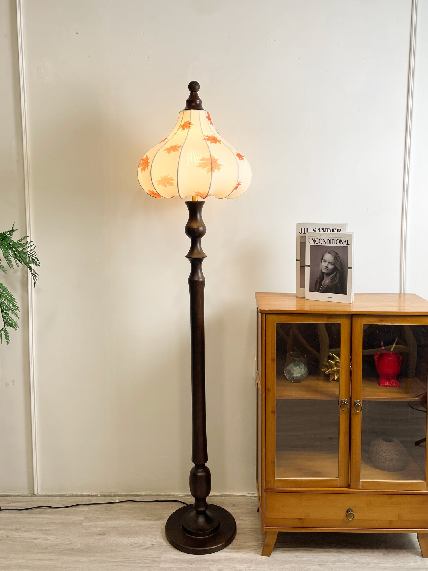 Maplen Wood Fabric Vintage Floor Lamp-Neutral Decor