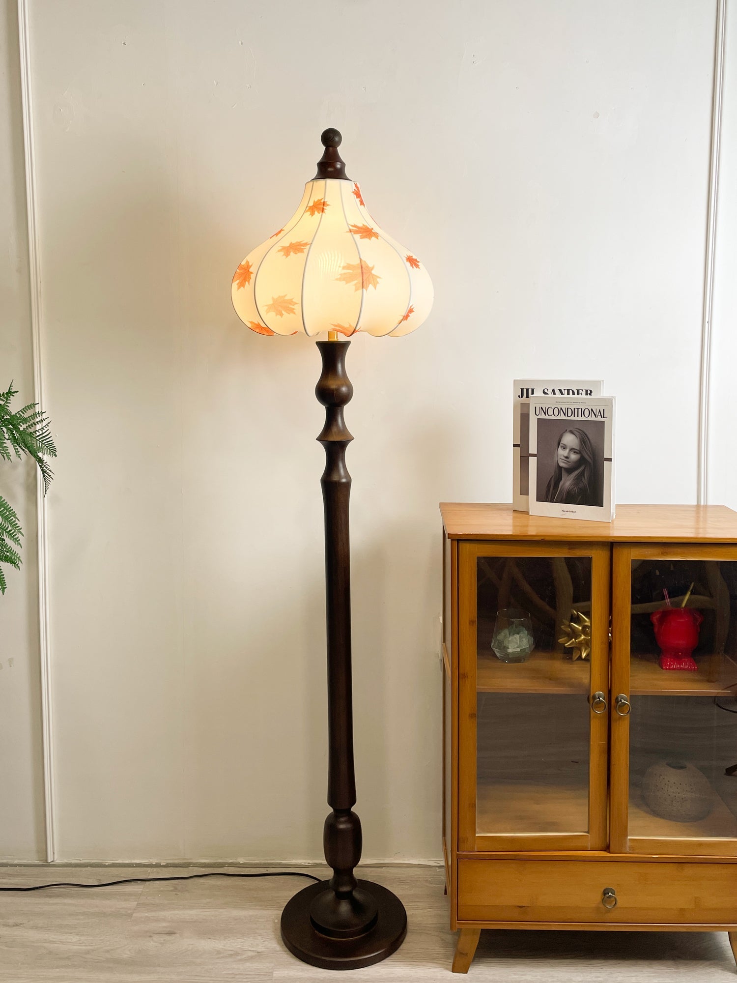 Maplen Wood Fabric Vintage Floor Lamp-Neutral Decor