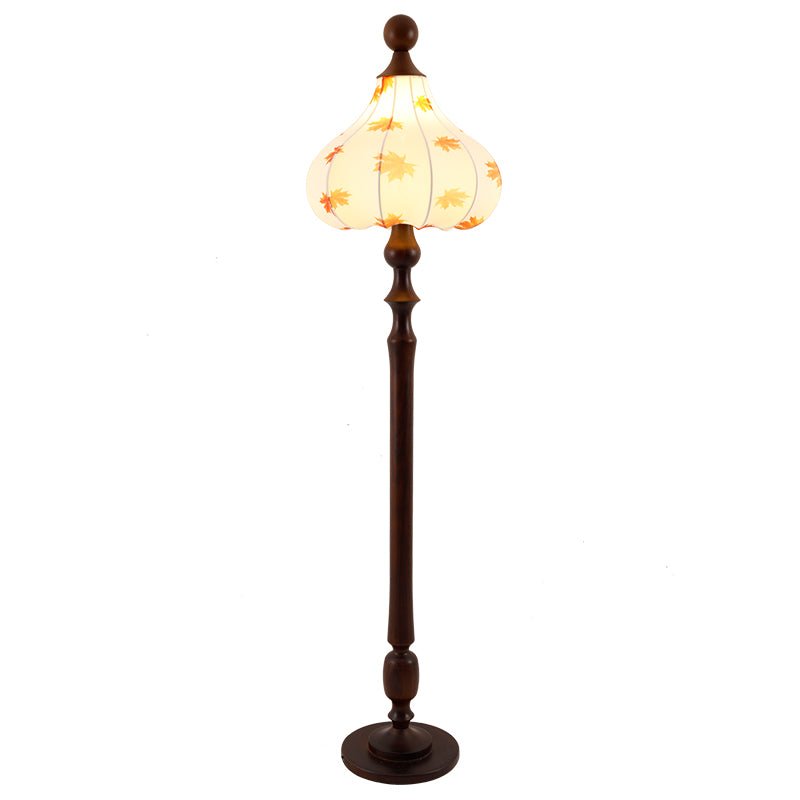 Maplen Wood Fabric Vintage Floor Lamp-Neutral Decor