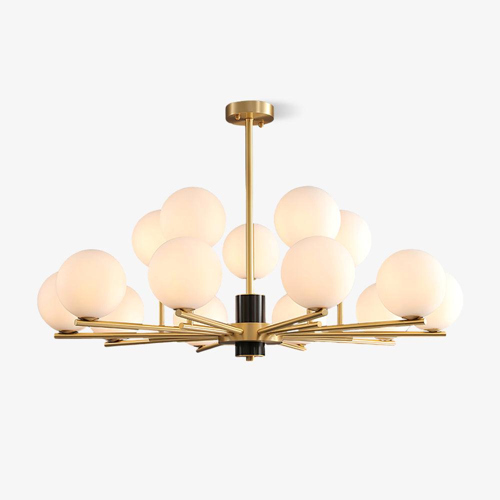 Covynel Mid-Century Brass Chandelier-Neutral Decor