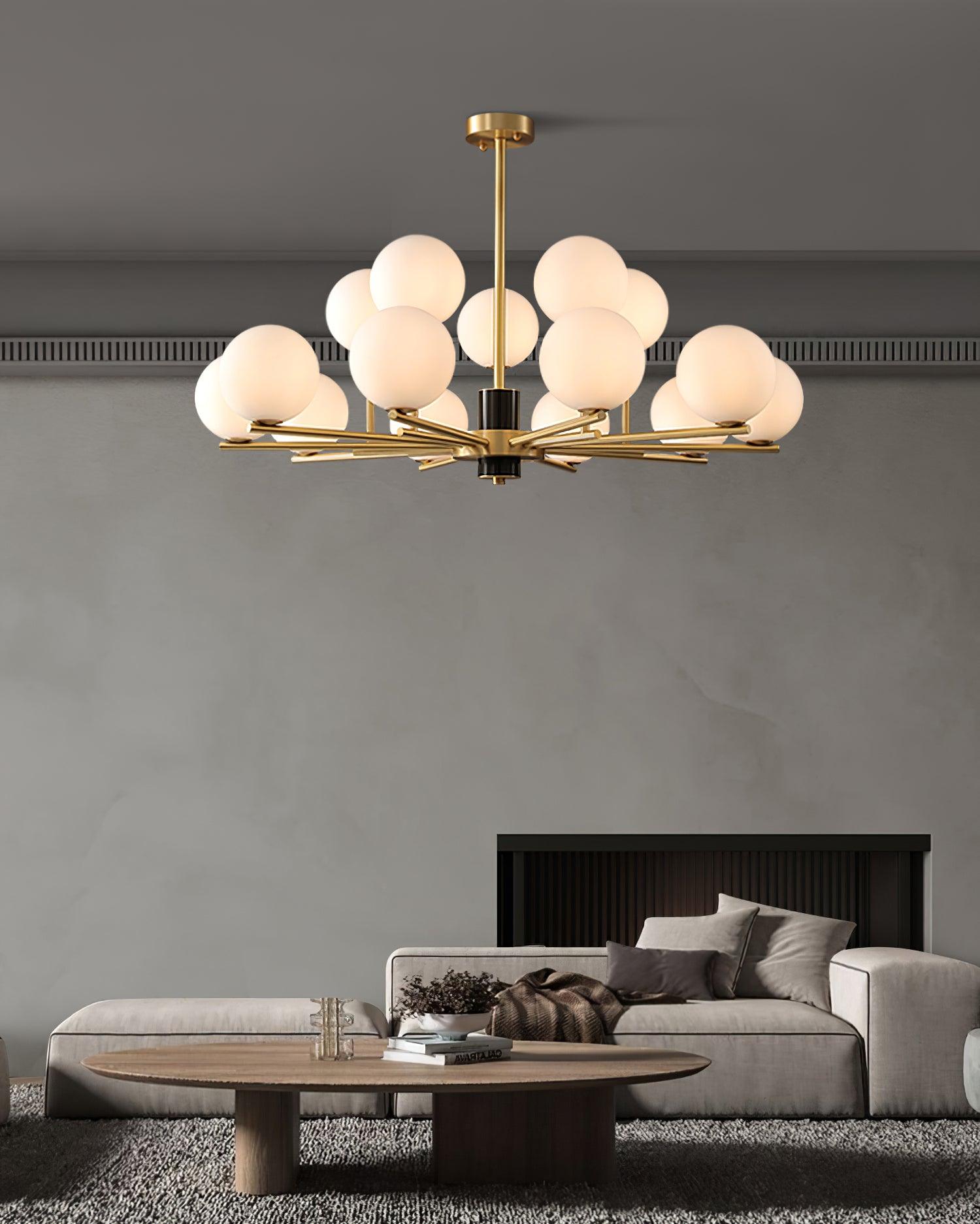 Covynel Mid-Century Brass Chandelier-Neutral Decor
