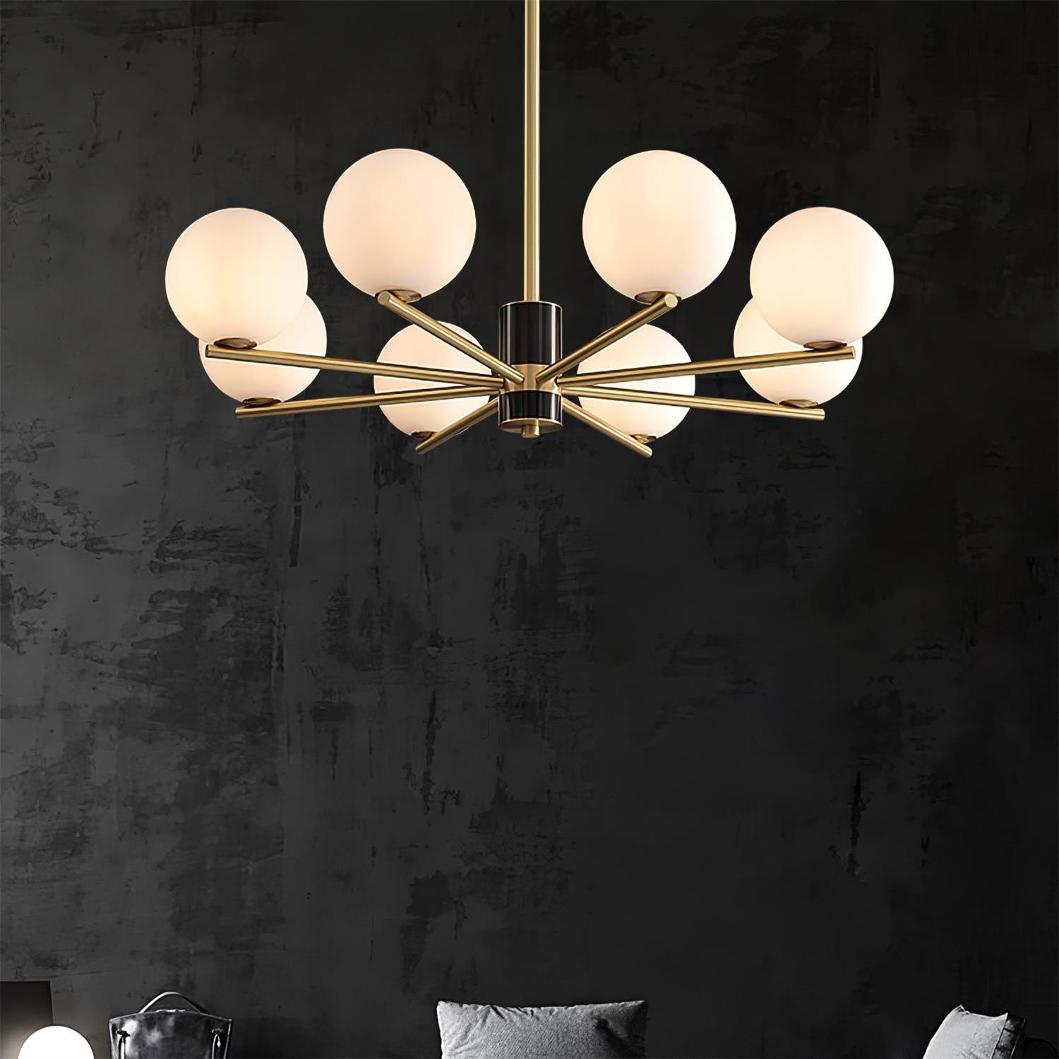 Covynel Mid-Century Brass Chandelier-Neutral Decor