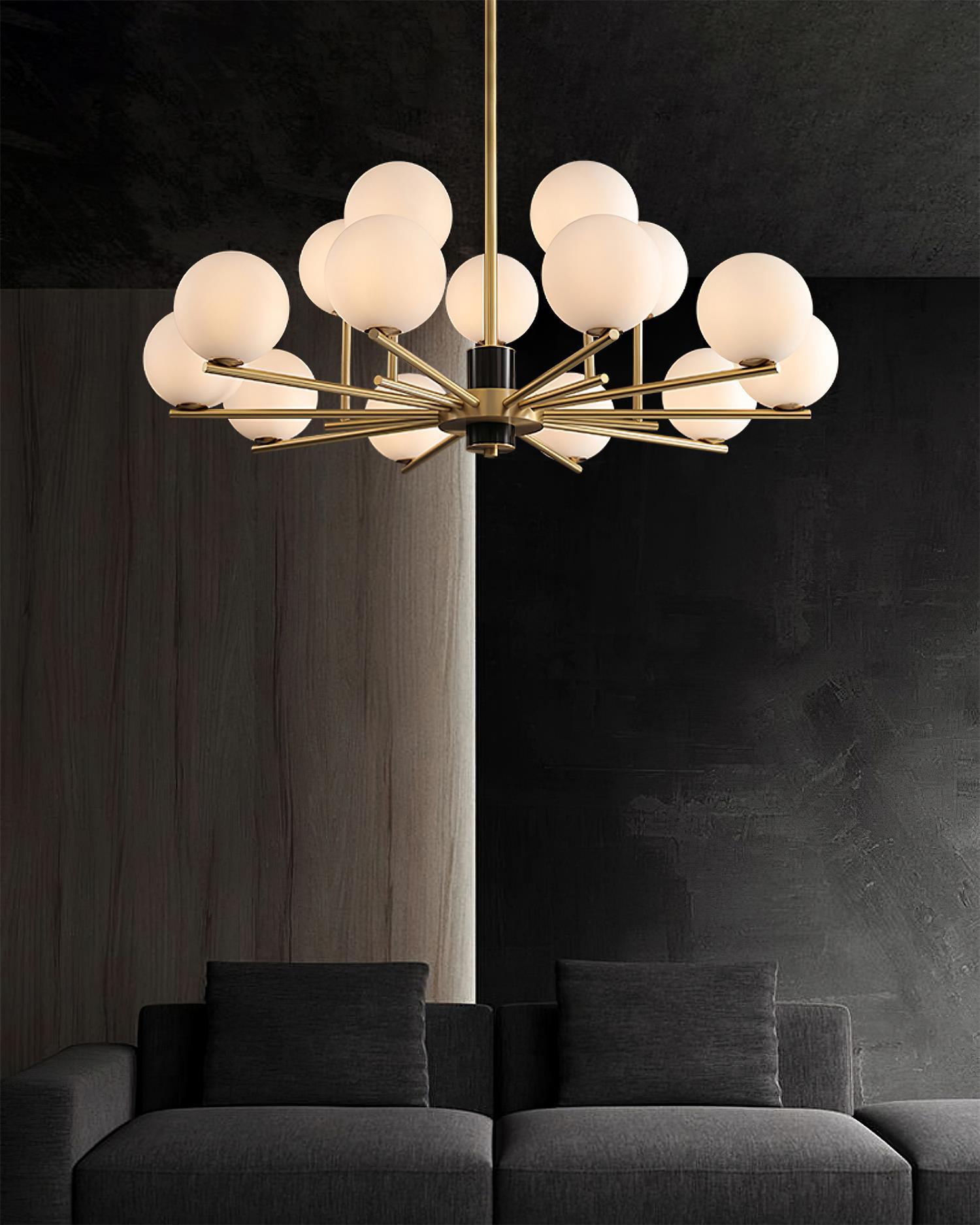 Covynel Mid-Century Brass Chandelier-Neutral Decor