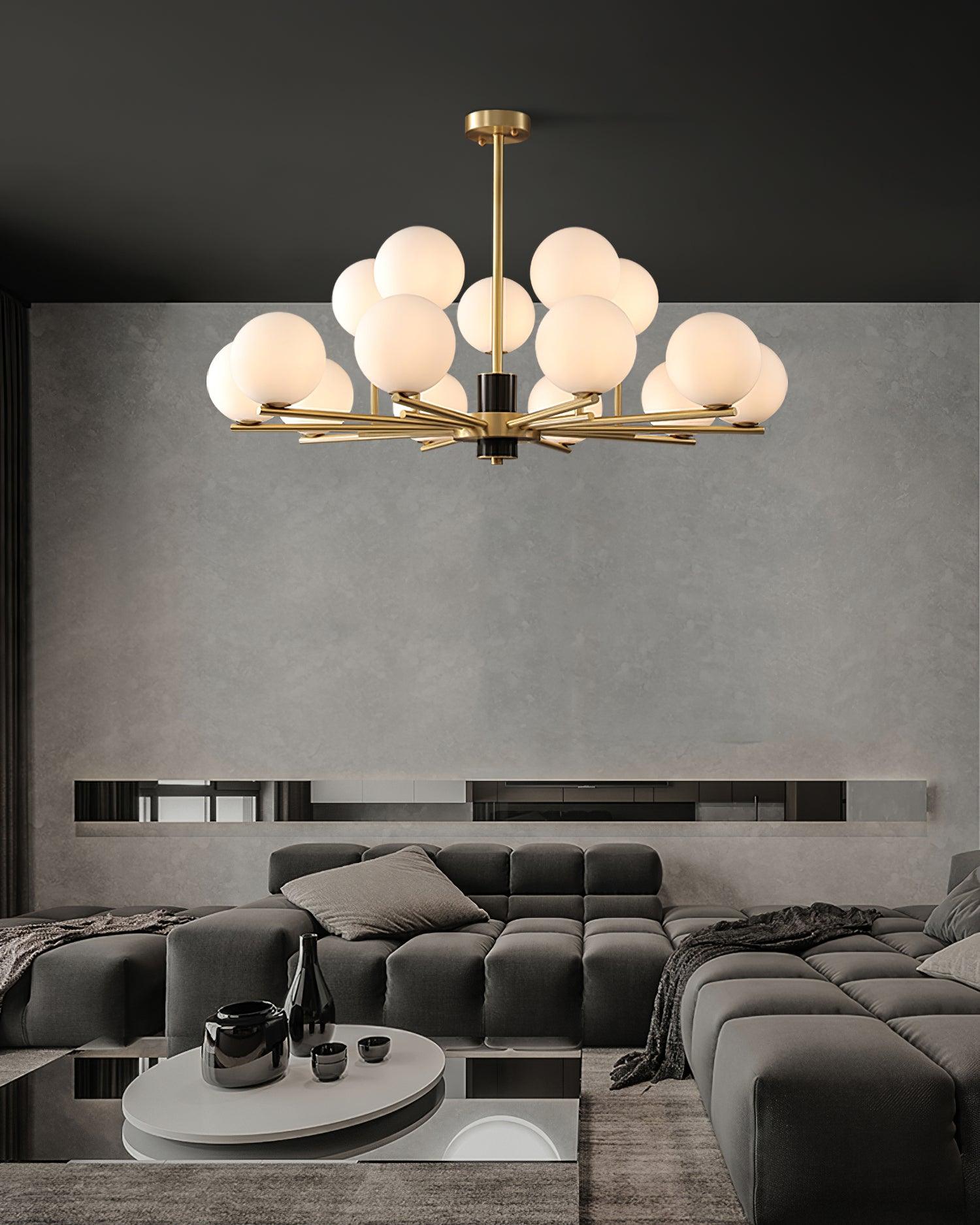 Covynel Mid-Century Brass Chandelier-Neutral Decor
