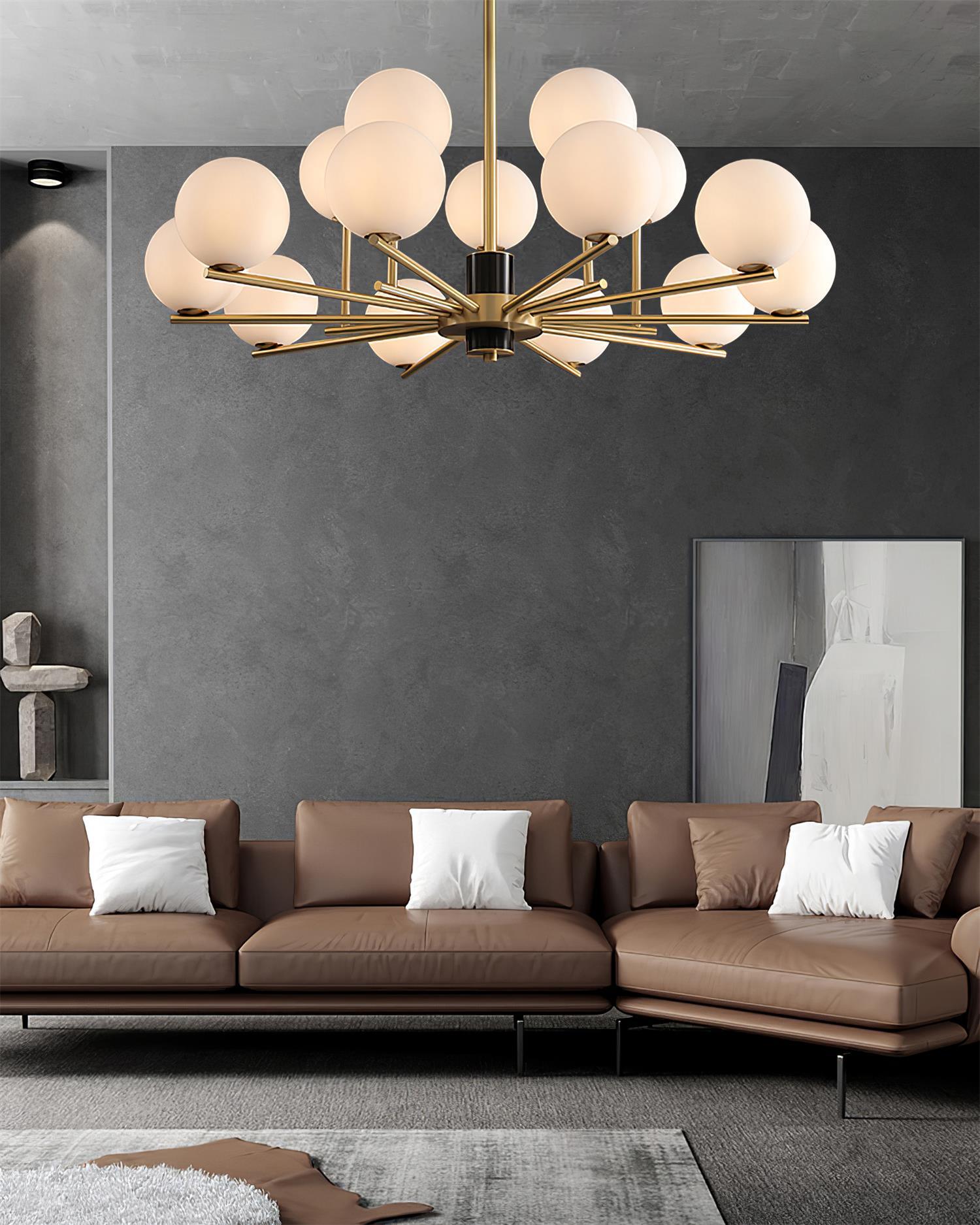 Covynel Mid-Century Brass Chandelier-Neutral Decor