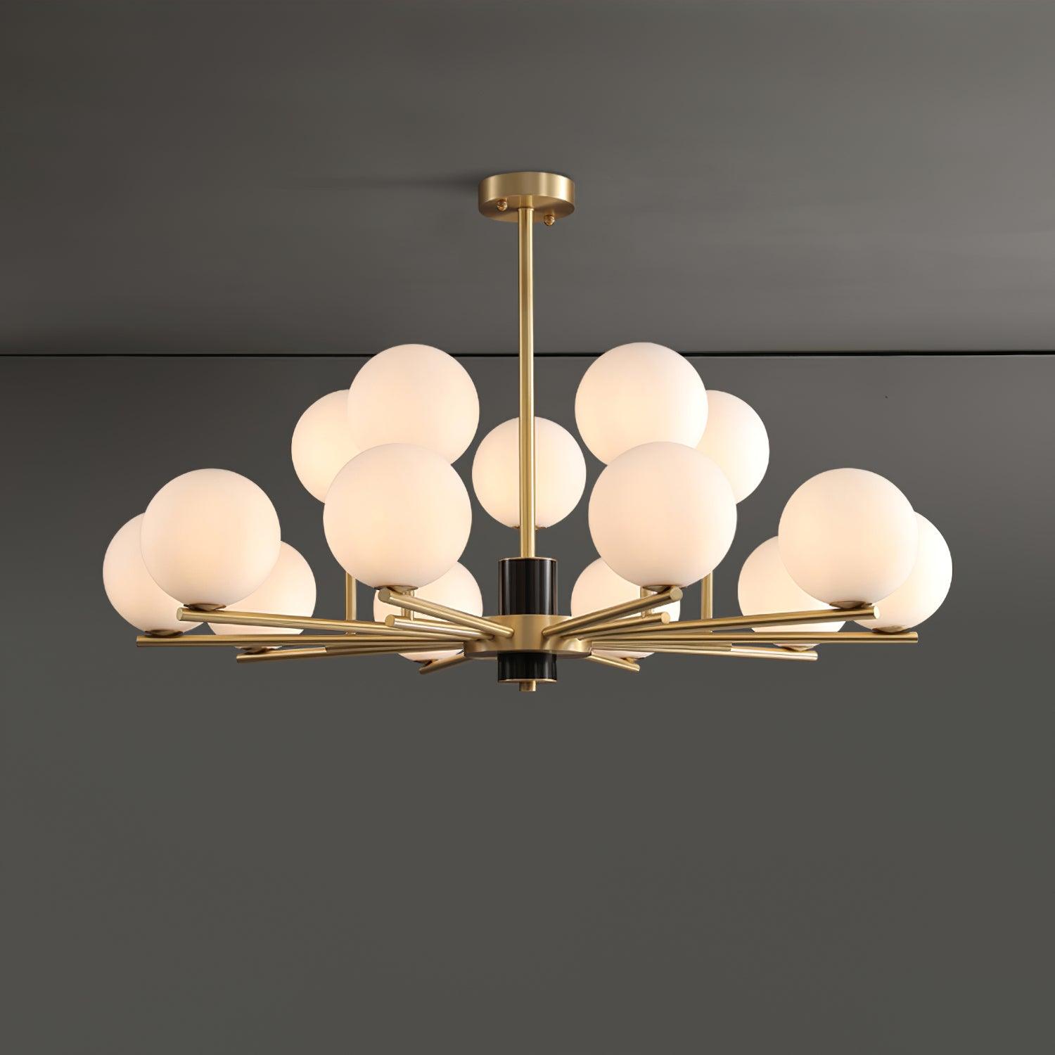 Covynel Mid-Century Brass Chandelier-Neutral Decor
