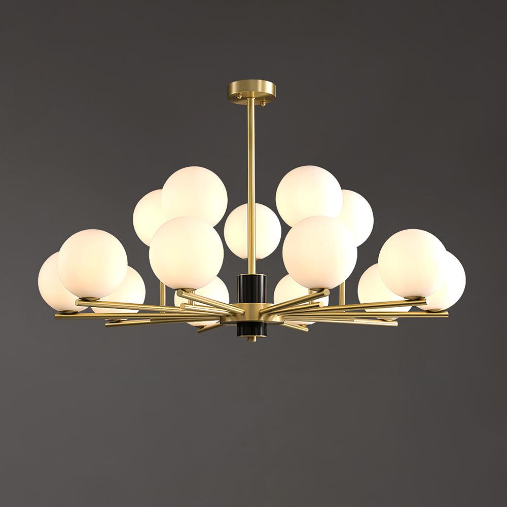Covynel Mid-Century Brass Chandelier-Neutral Decor