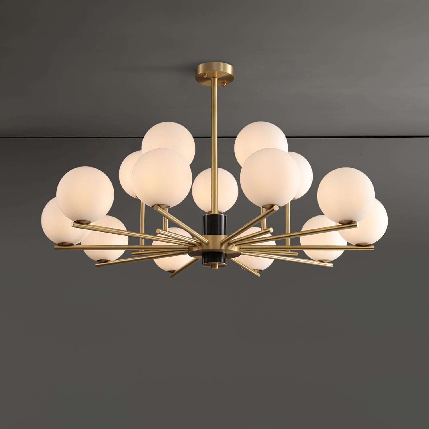 Covynel Mid-Century Brass Chandelier-Neutral Decor