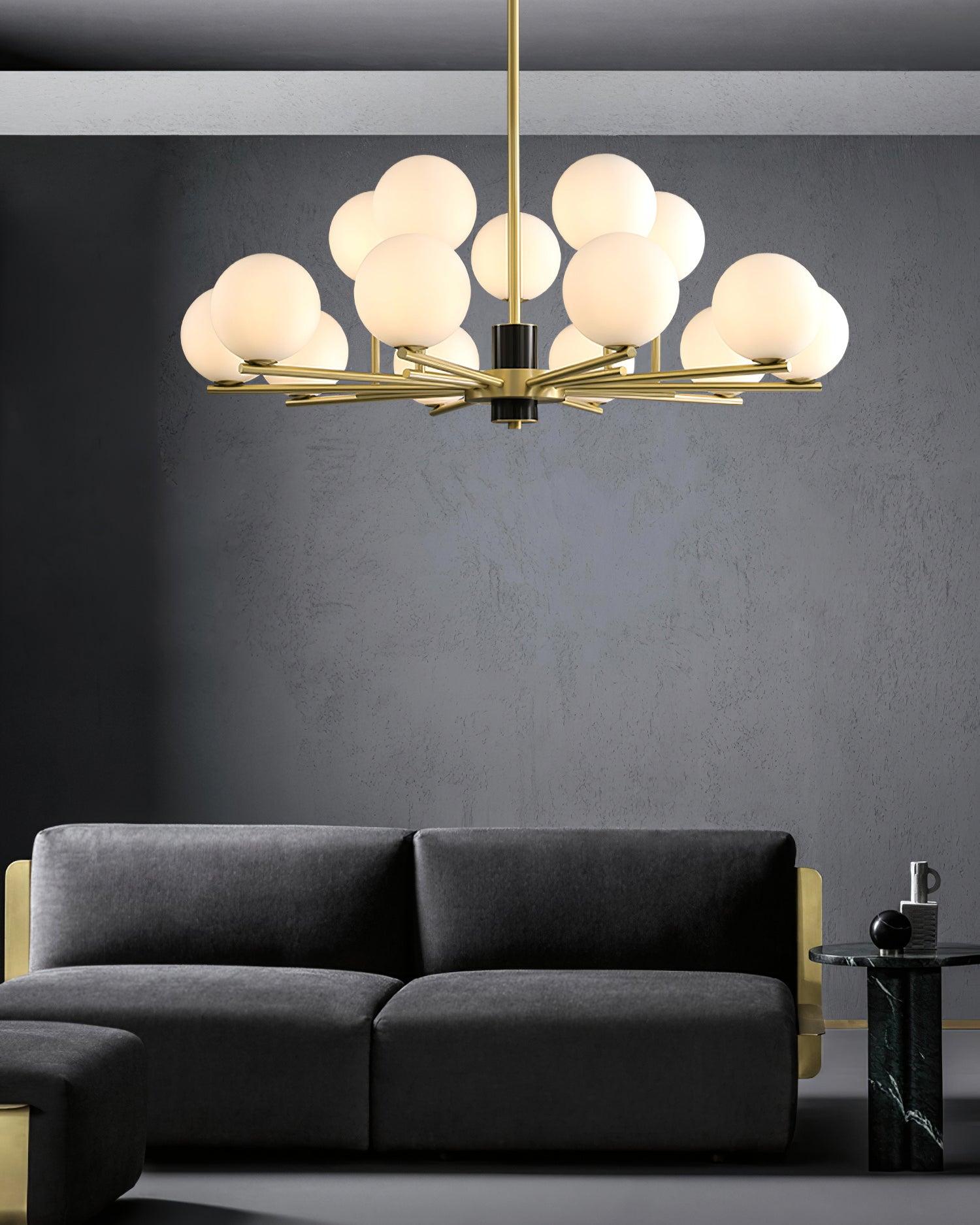 Covynel Mid-Century Brass Chandelier-Neutral Decor