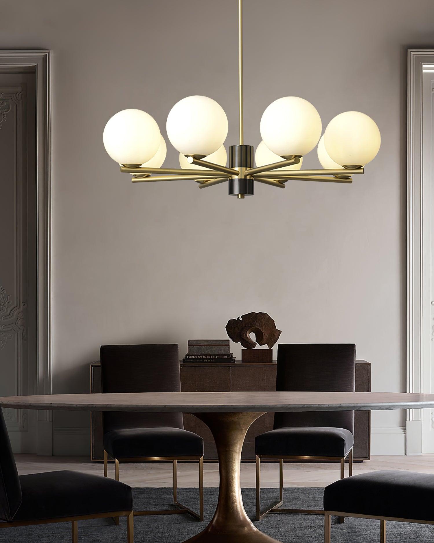 Covynel Mid-Century Brass Chandelier-Neutral Decor