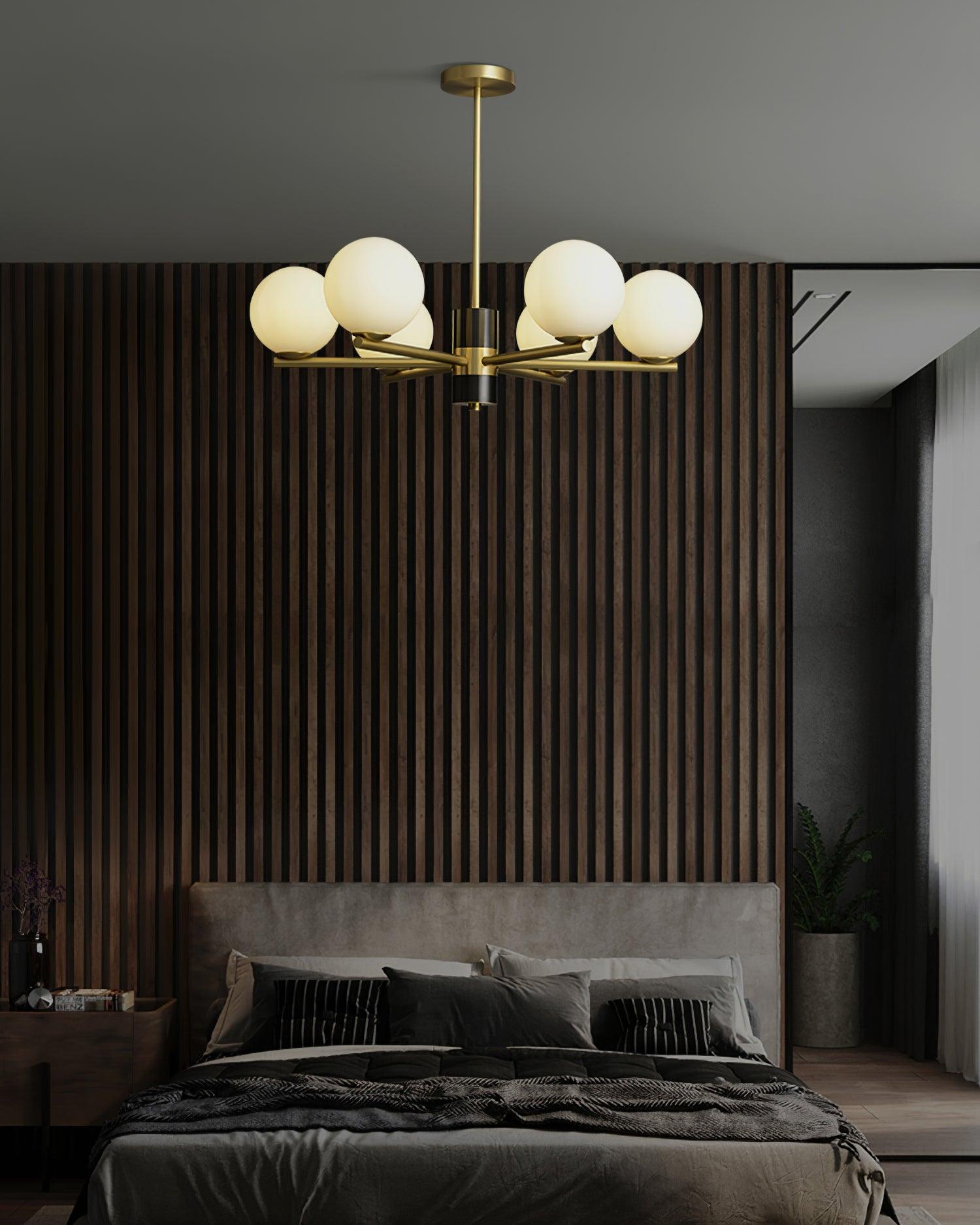 Covynel Mid-Century Brass Chandelier-Neutral Decor