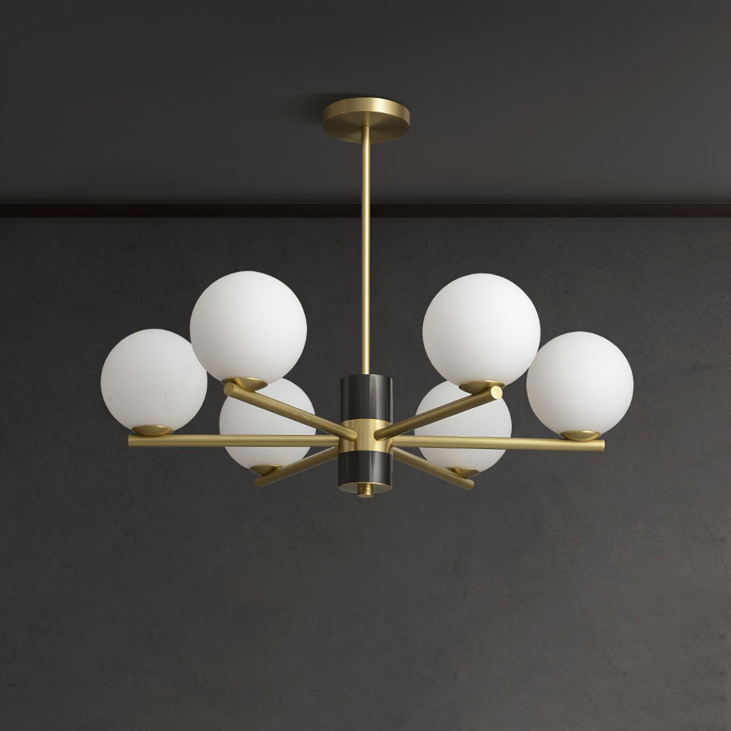 Covynel Mid-Century Brass Chandelier-Neutral Decor