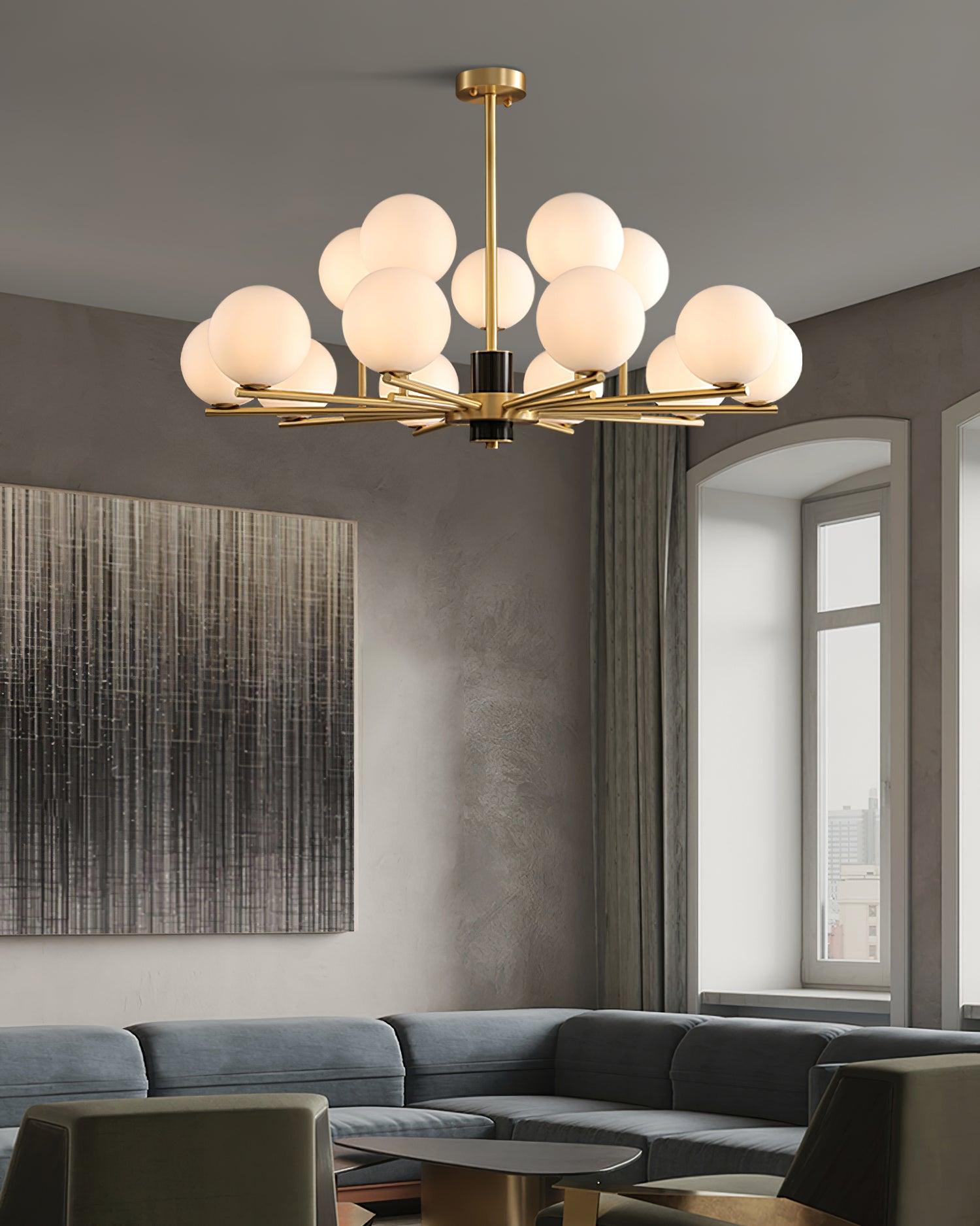 Covynel Mid-Century Brass Chandelier-Neutral Decor