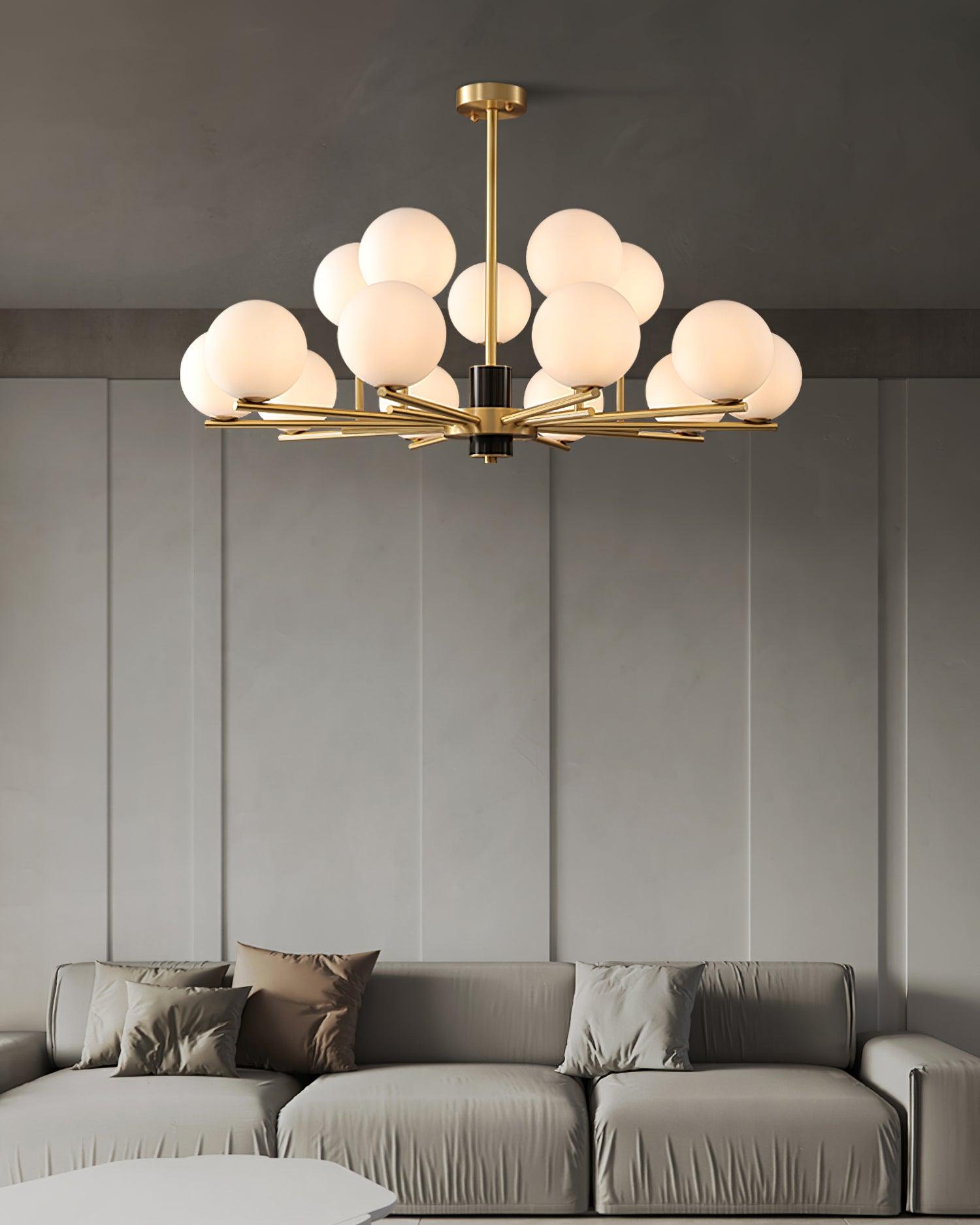 Covynel Mid-Century Brass Chandelier-Neutral Decor