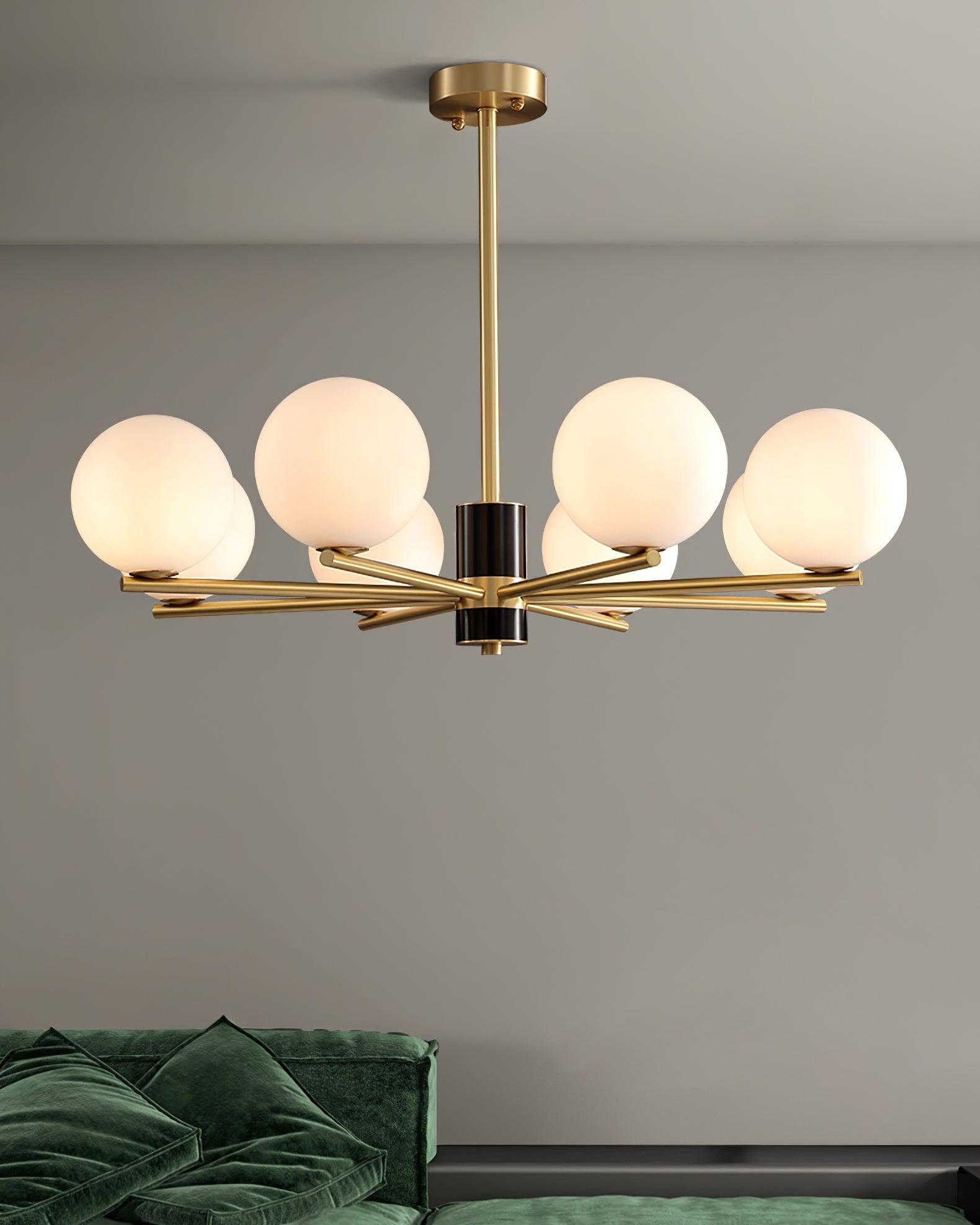 Covynel Mid-Century Brass Chandelier-Neutral Decor