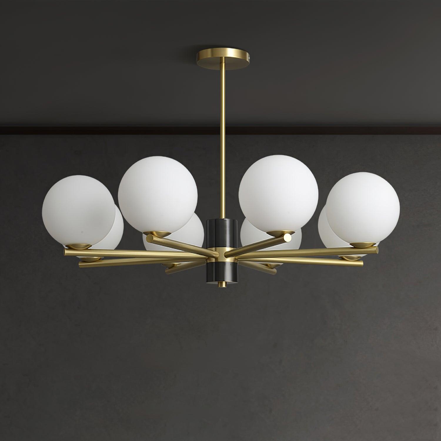 Covynel Mid-Century Brass Chandelier-Neutral Decor