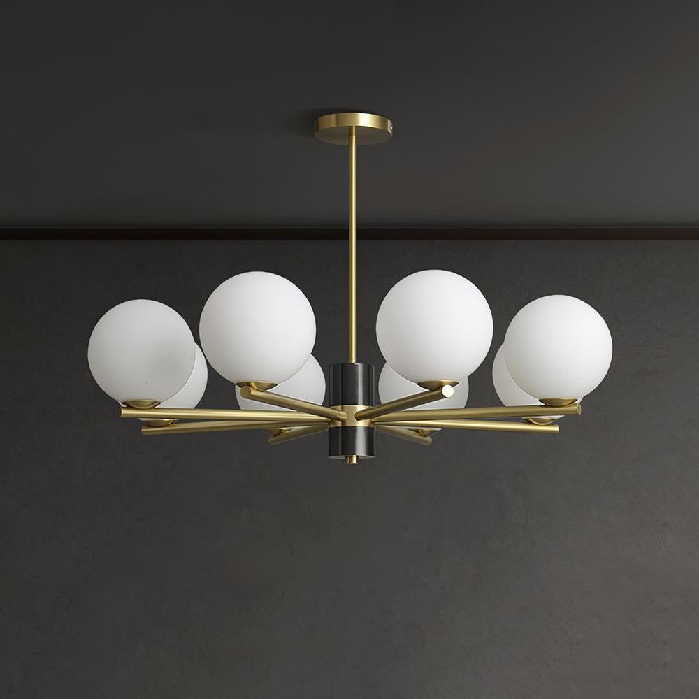 Covynel Mid-Century Brass Chandelier-Neutral Decor
