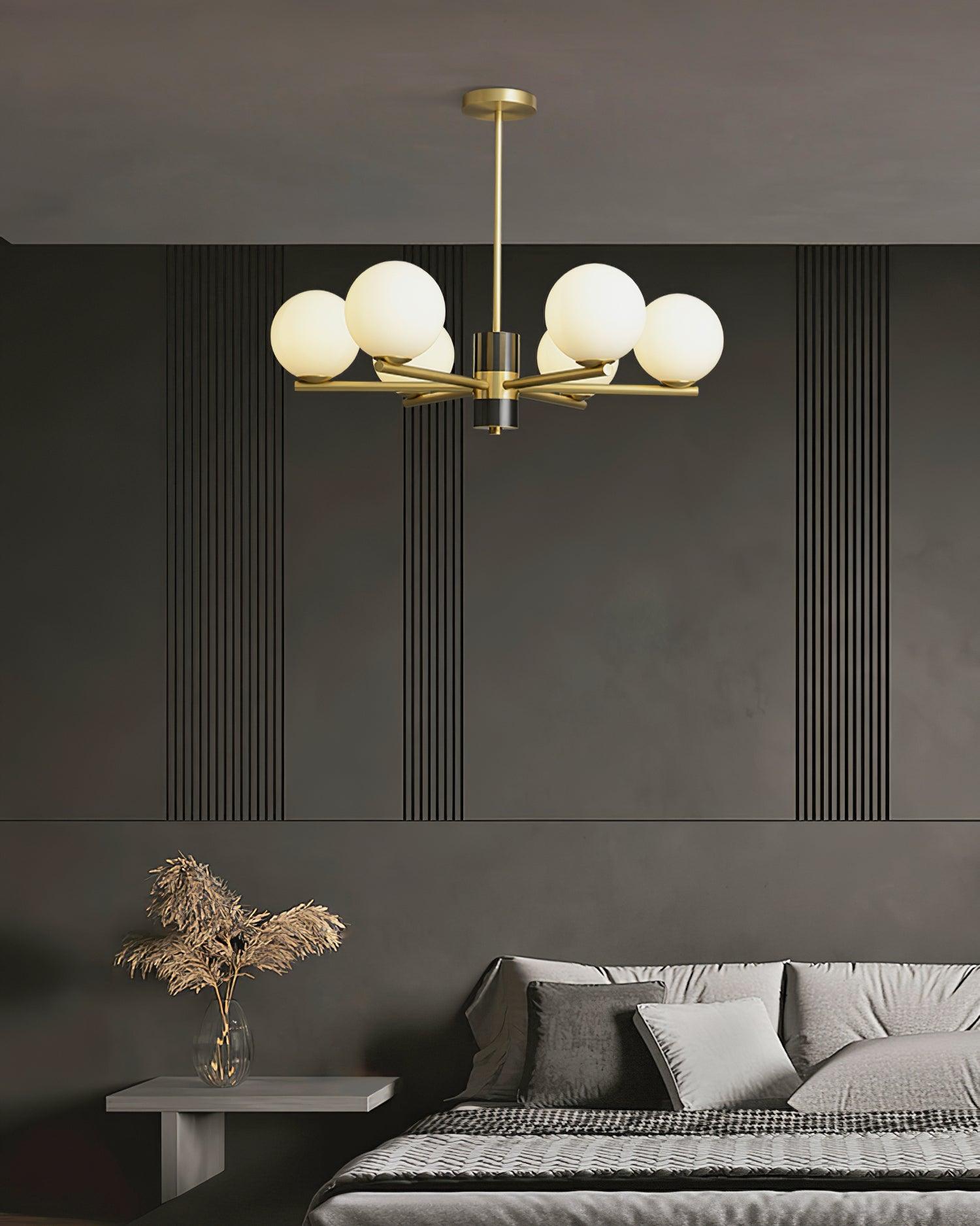 Covynel Mid-Century Brass Chandelier-Neutral Decor