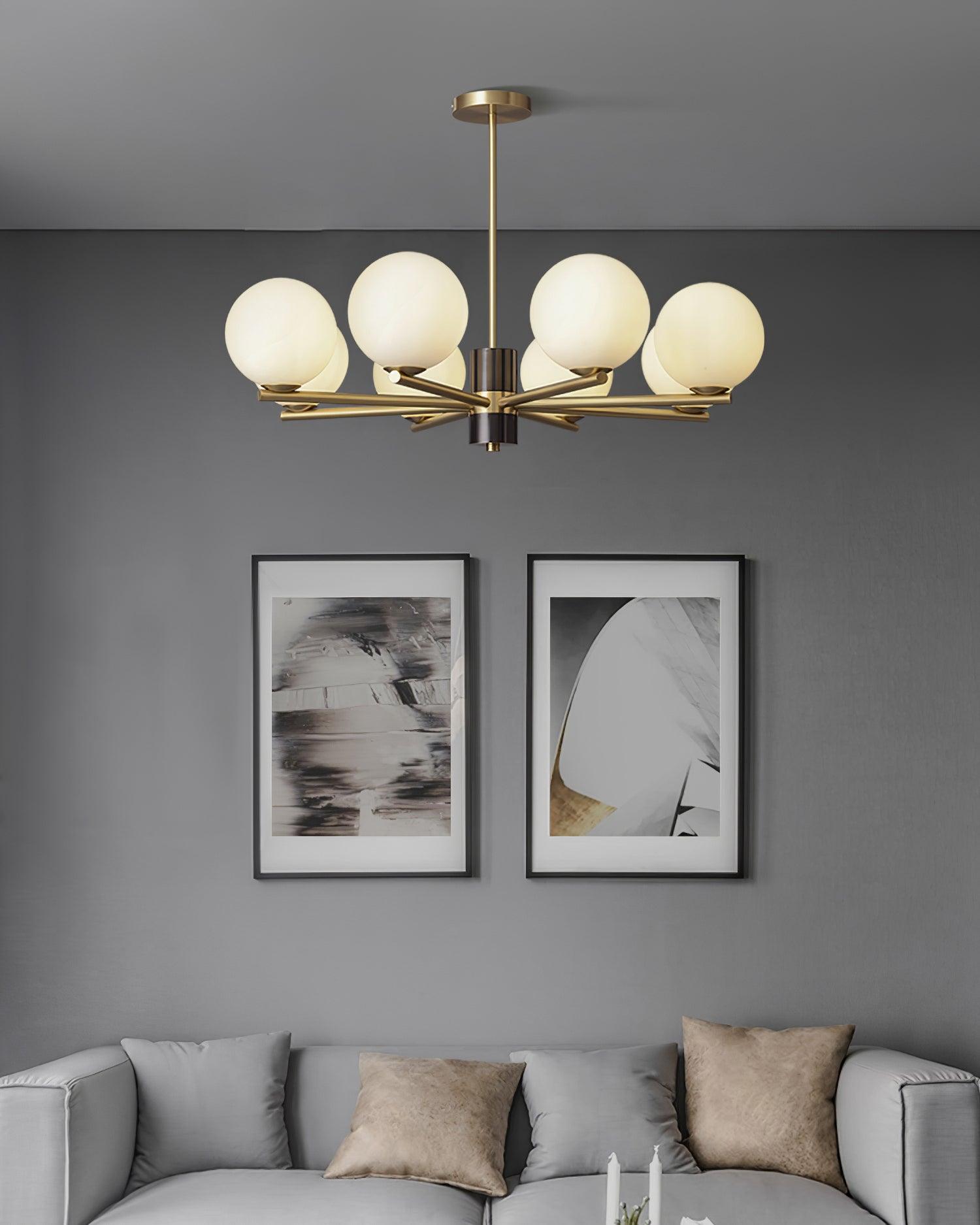 Covynel Mid-Century Brass Chandelier-Neutral Decor