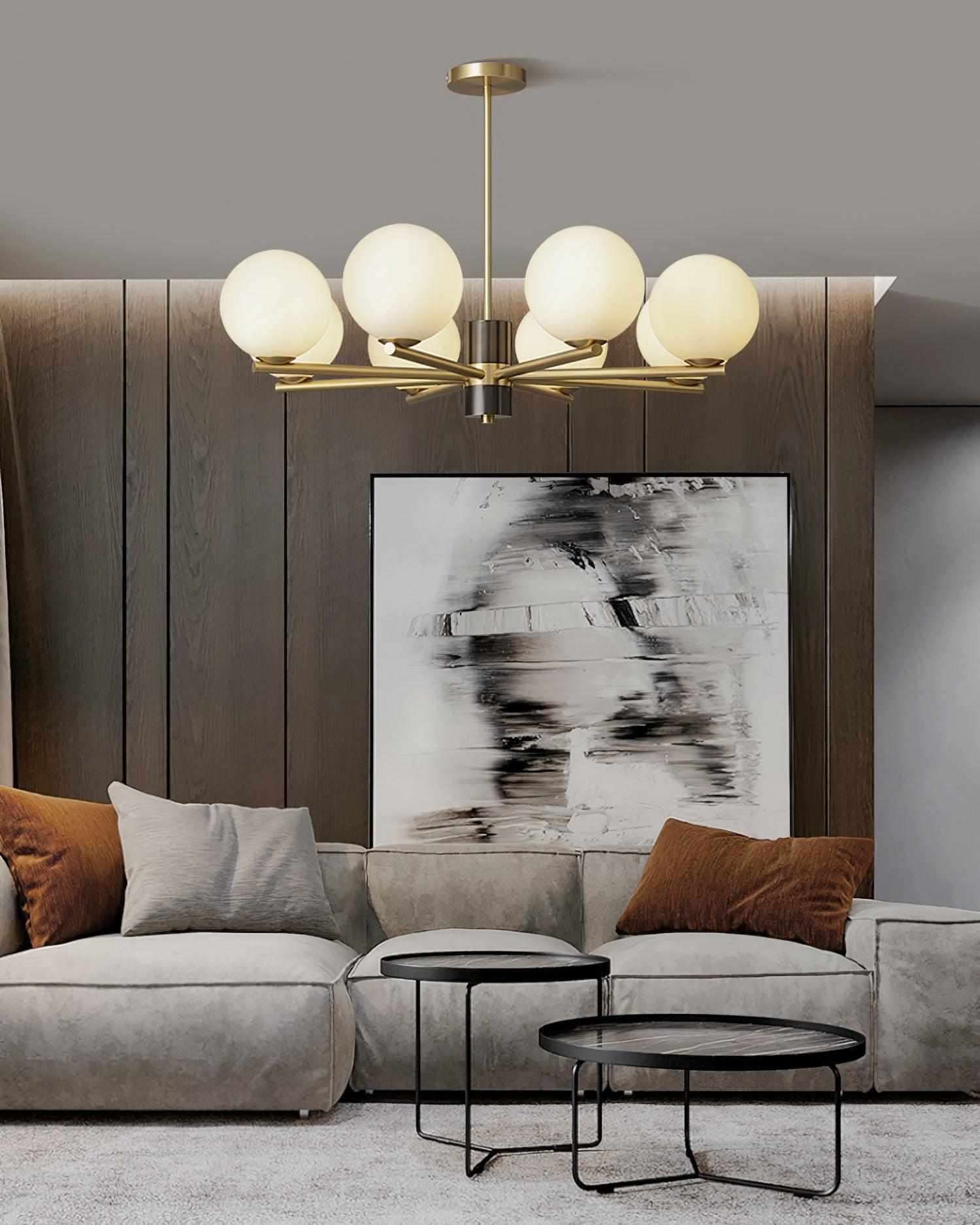 Covynel Mid-Century Brass Chandelier-Neutral Decor