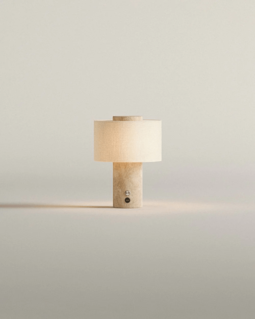 Kalvy Cylindrical Yellow Travertine Table Lamp-Neutral Decor