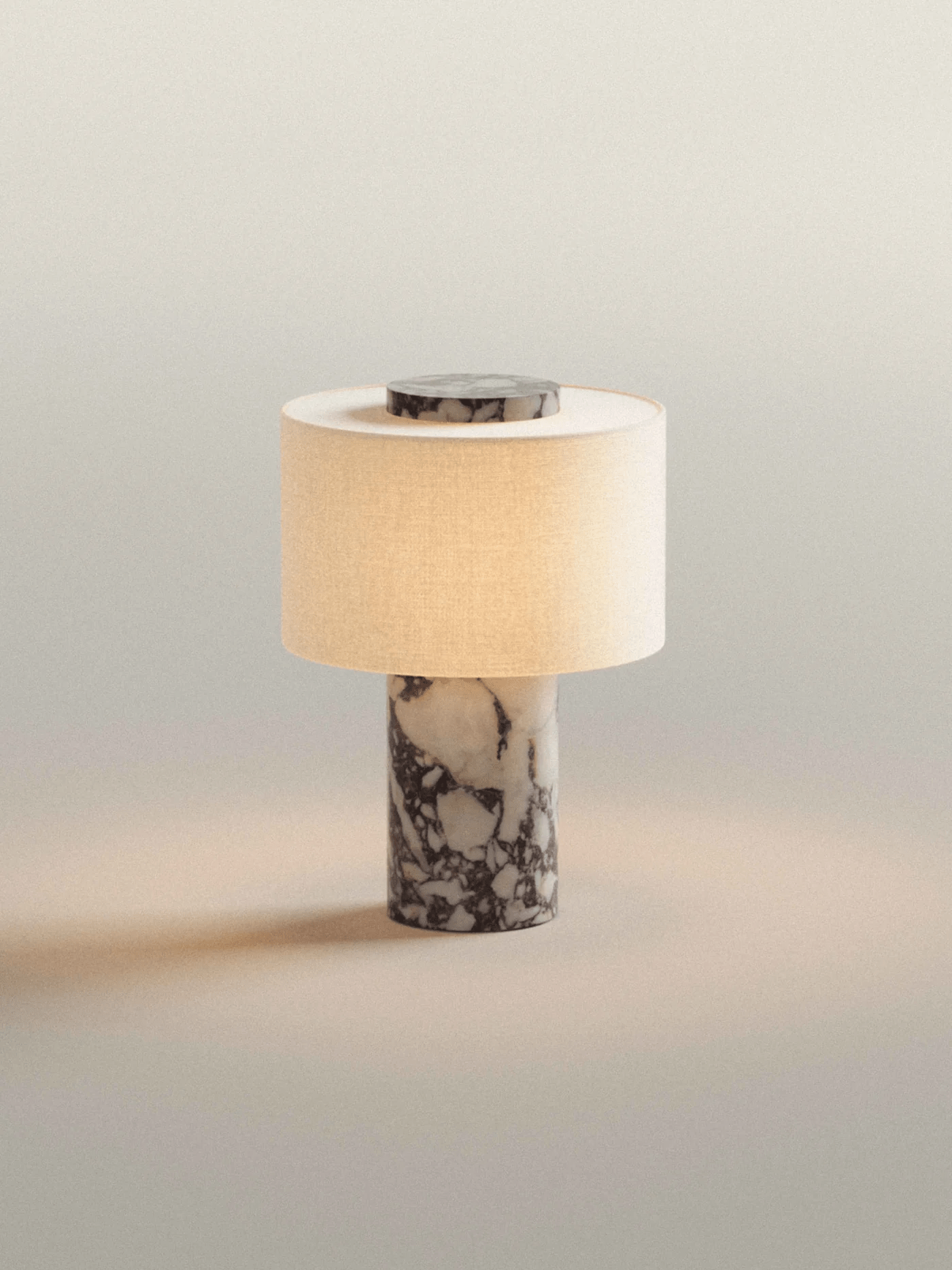 Kalvy Cylindrical Yellow Travertine Table Lamp-Neutral Decor