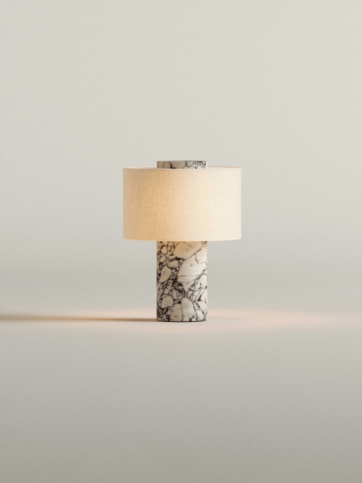 Kalvy Cylindrical Yellow Travertine Table Lamp-Neutral Decor