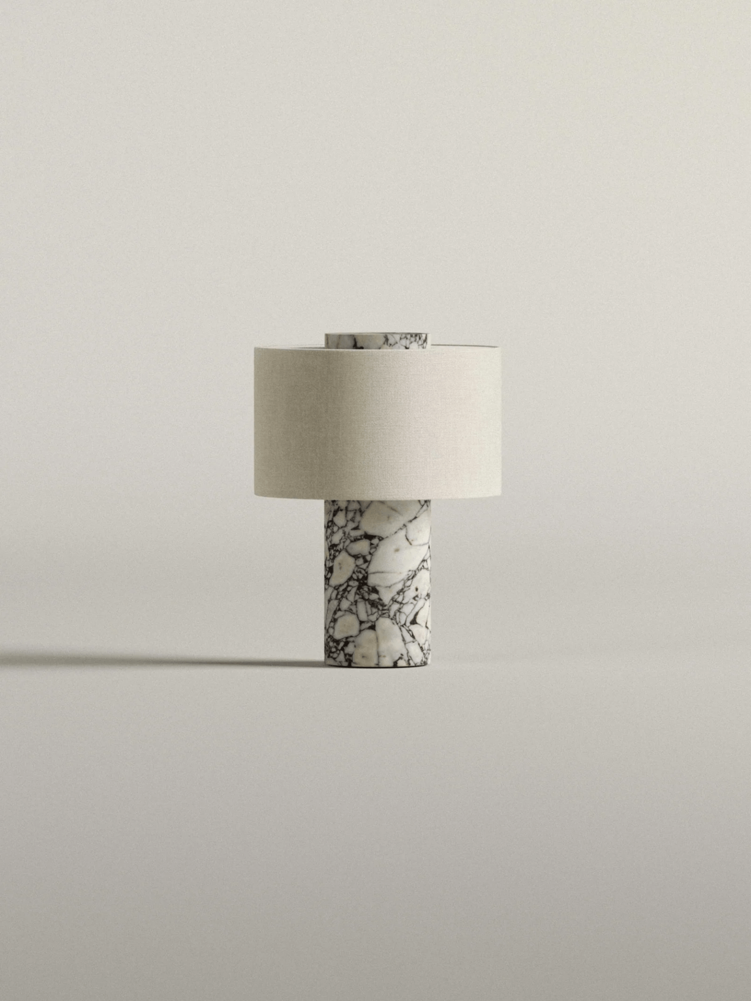 Kalvy Cylindrical Yellow Travertine Table Lamp-Neutral Decor