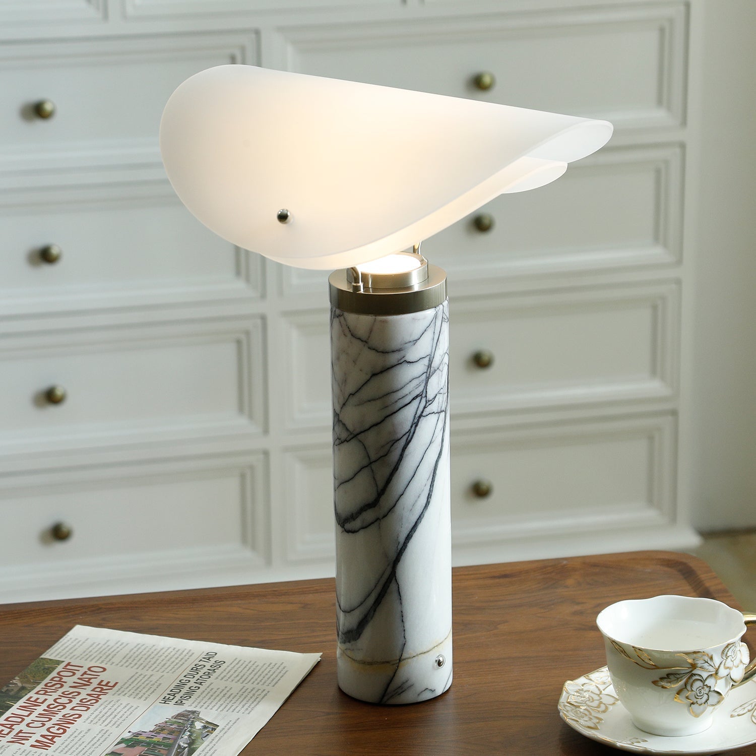 Inorielis Sculptural Travertine Table Lamp-Neutral Decor