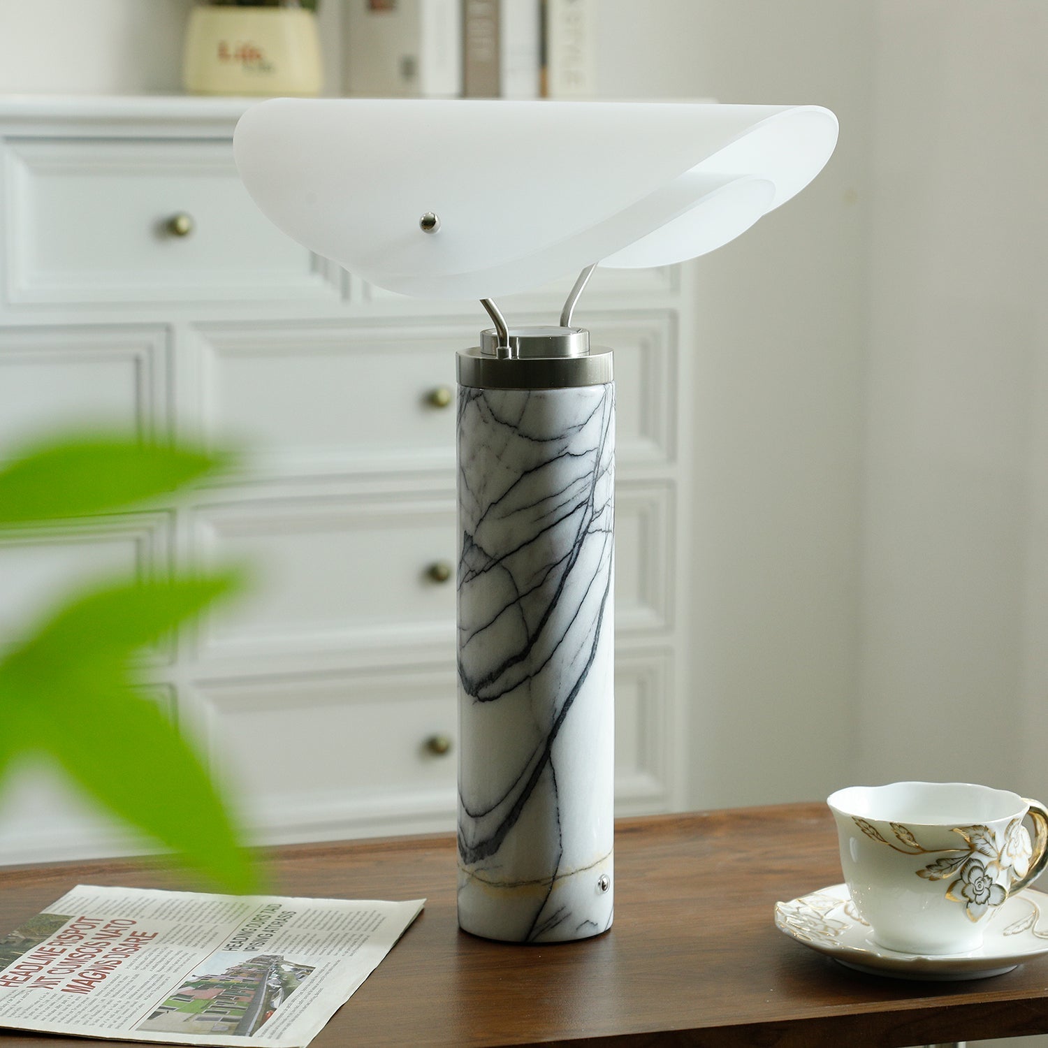 Inorielis Sculptural Travertine Table Lamp-Neutral Decor