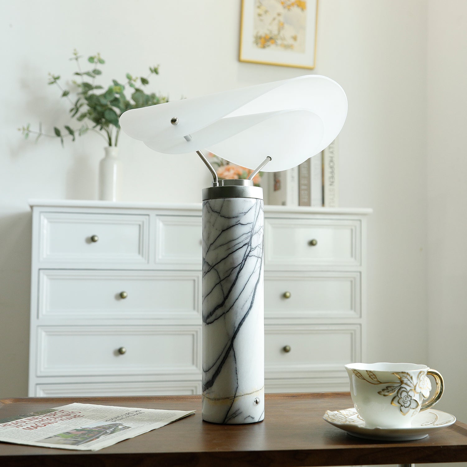 Inorielis Sculptural Travertine Table Lamp-Neutral Decor