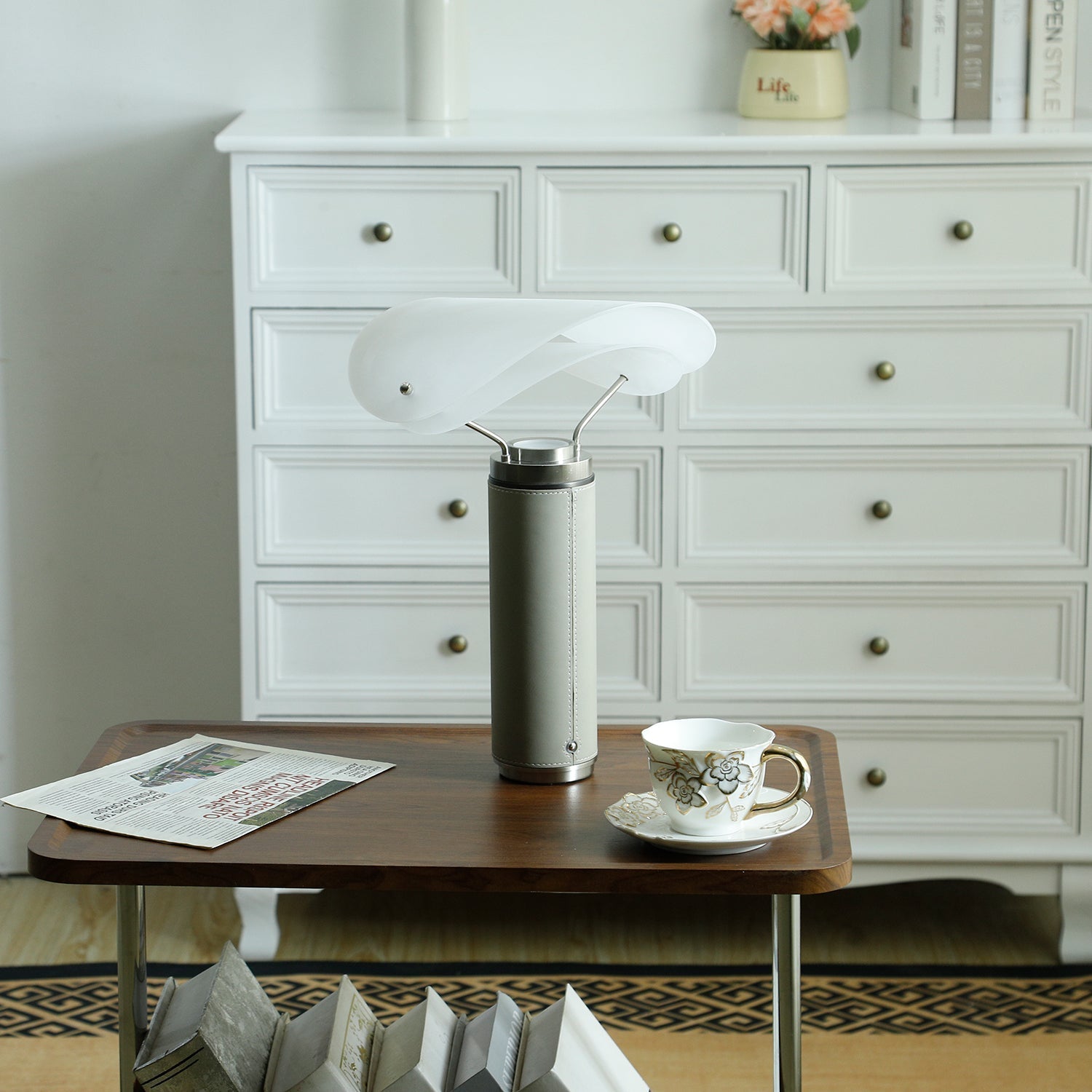 Inorielis Sculptural Travertine Table Lamp-Neutral Decor