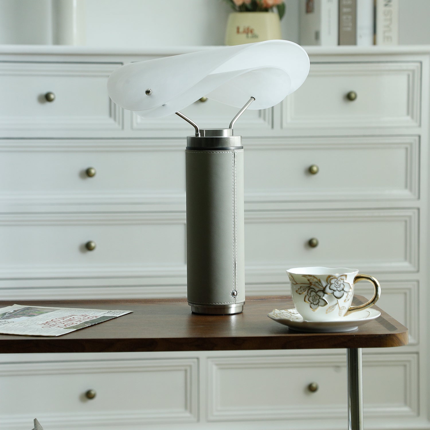 Inorielis Sculptural Travertine Table Lamp-Neutral Decor