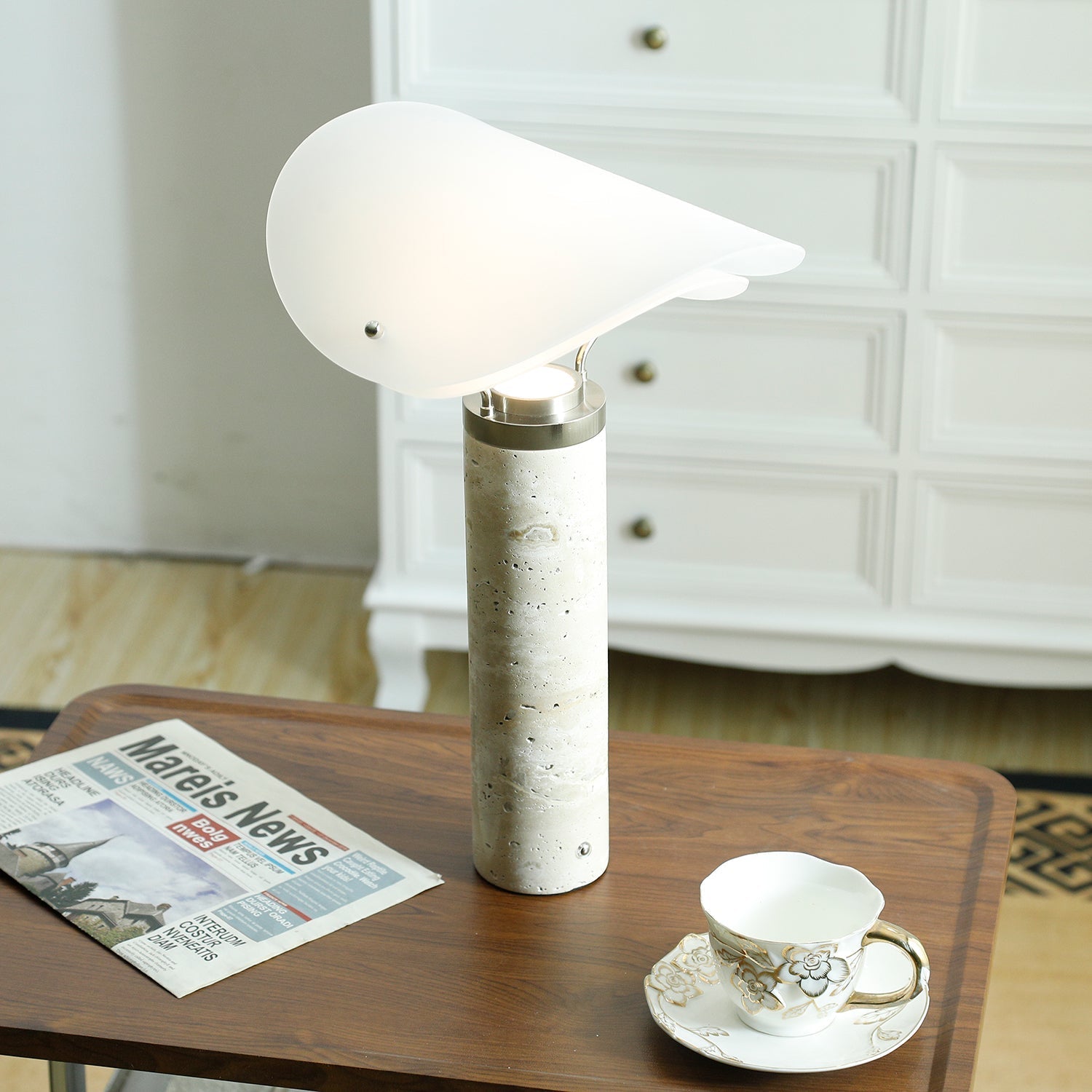 Inorielis Sculptural Travertine Table Lamp-Neutral Decor
