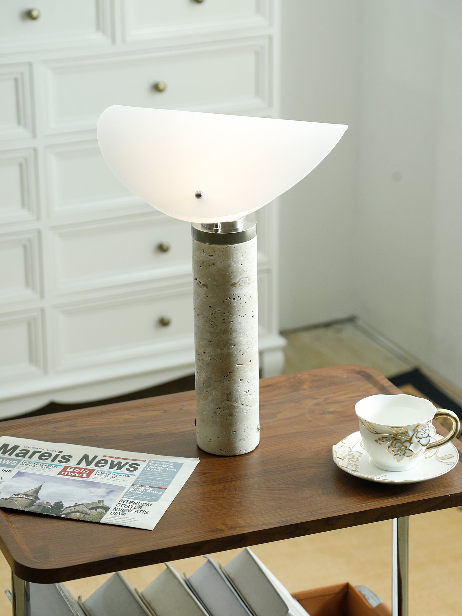 Inorielis Sculptural Travertine Table Lamp-Neutral Decor