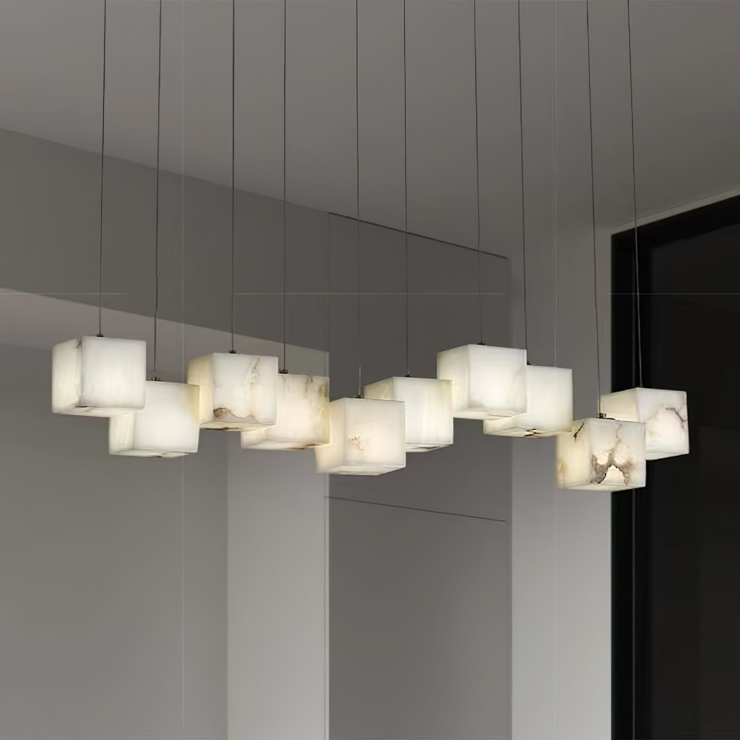 Alabaster Chandelier Box Cubic Elegance