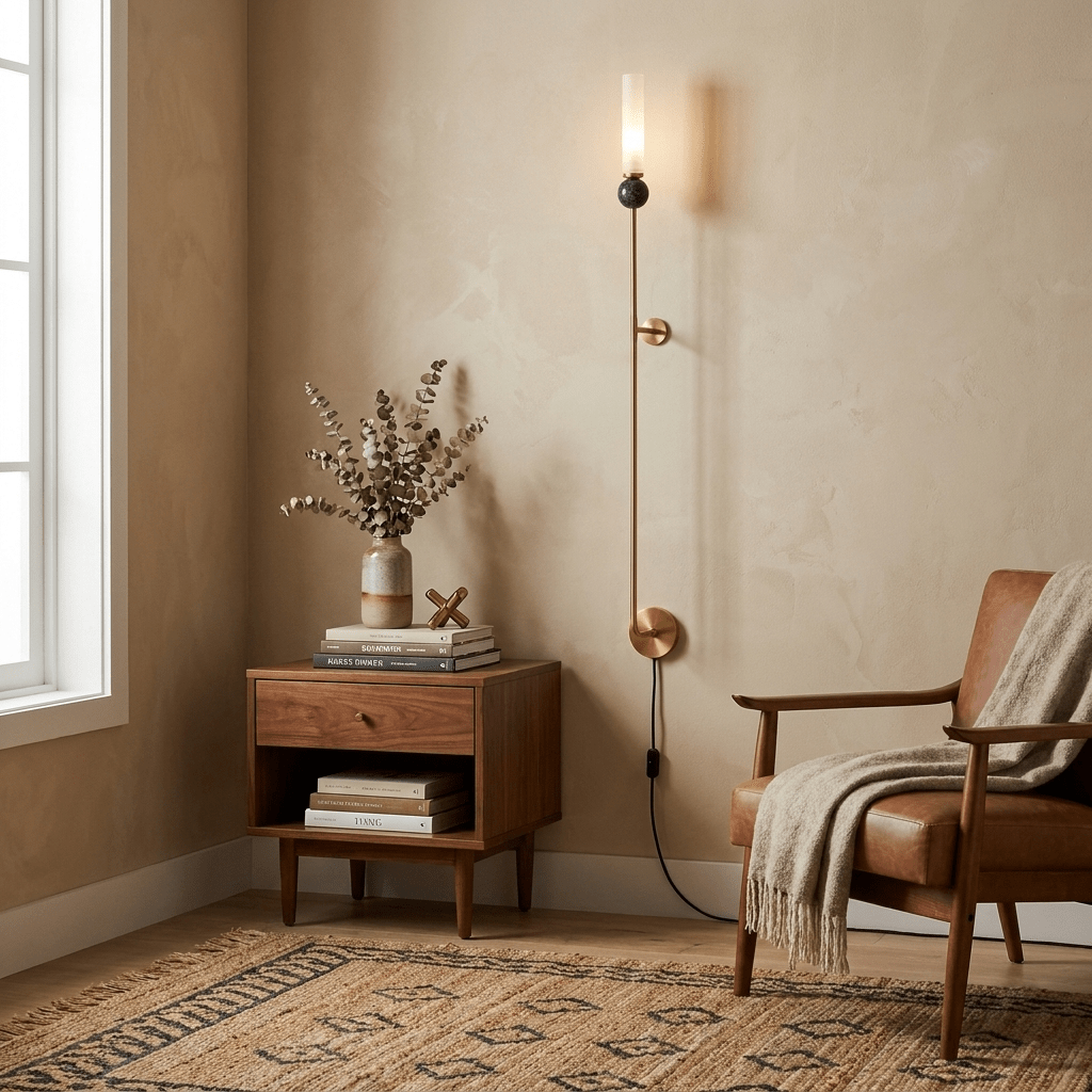 Marble Vertical Plug-in Wall Lamp-Neutral Decor