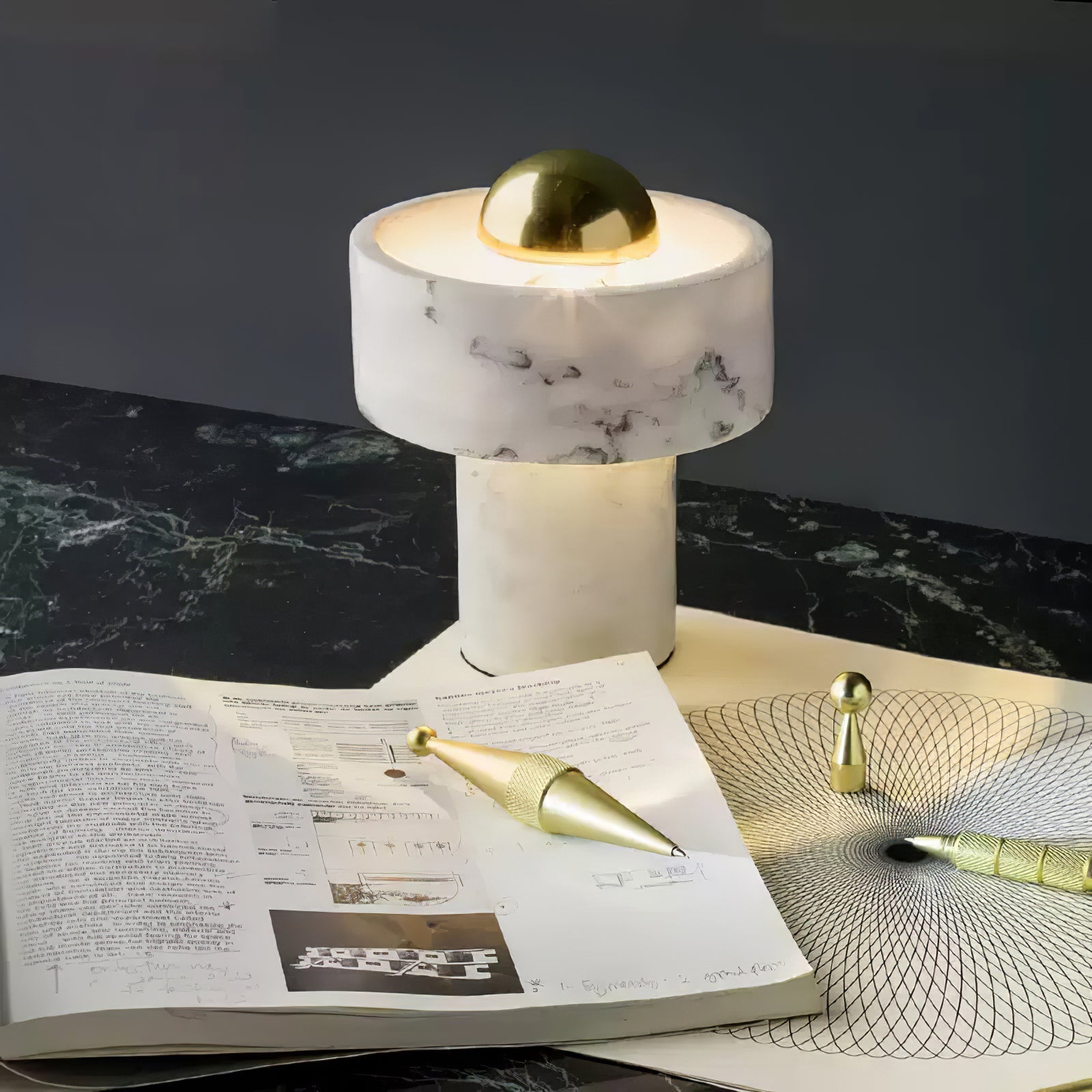Luxor Marble Aura Table Lamp-Neutral Decor
