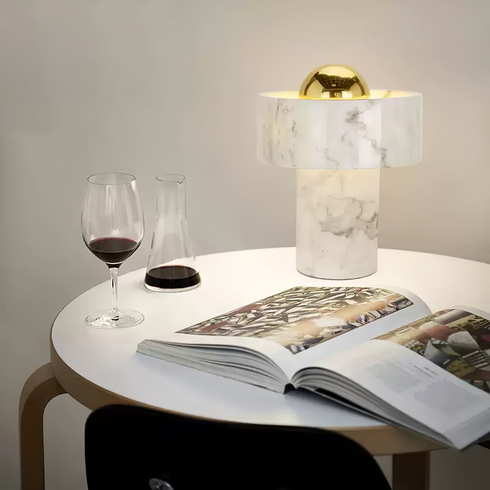 Luxor Marble Aura Table Lamp-Neutral Decor