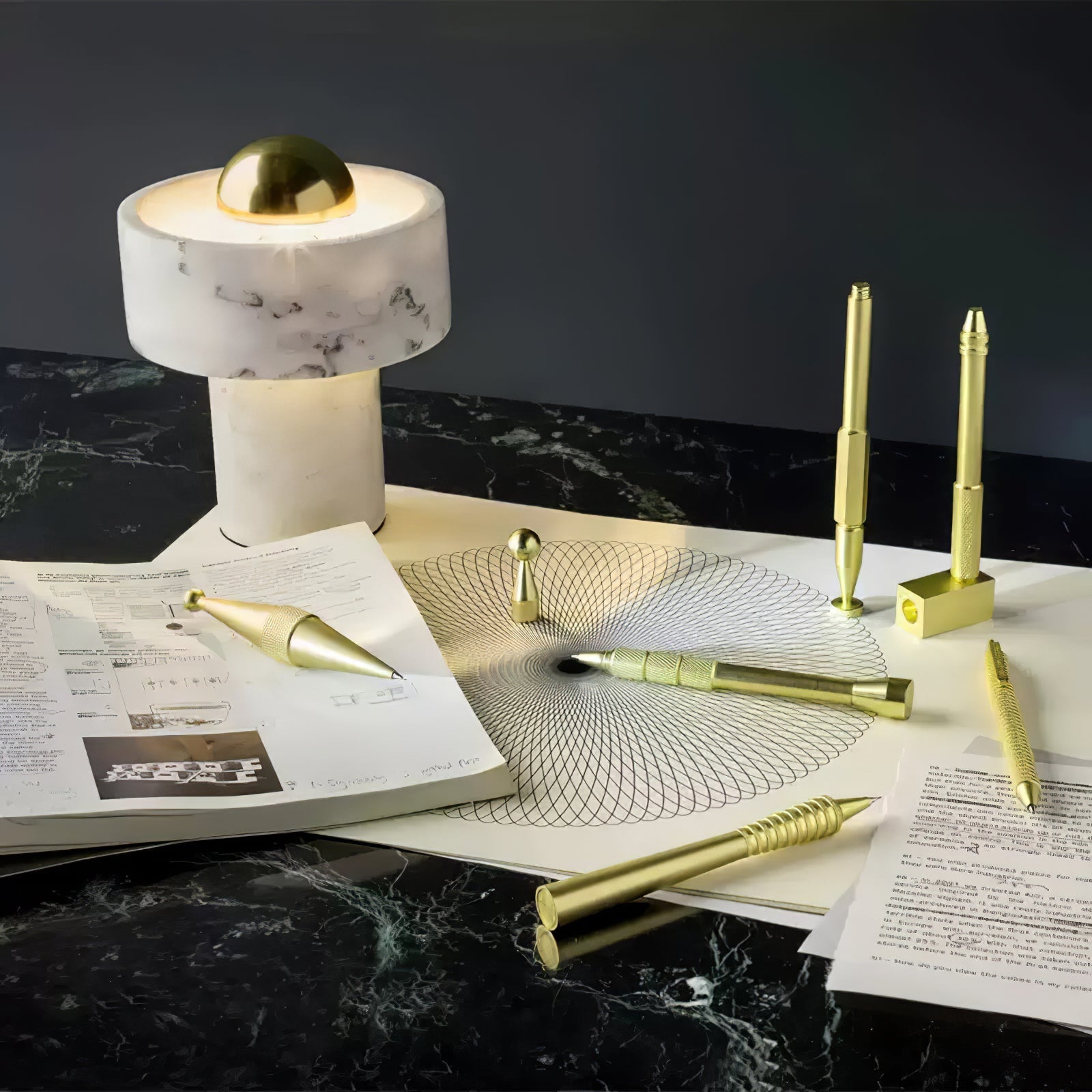 Luxor Marble Aura Table Lamp-Neutral Decor