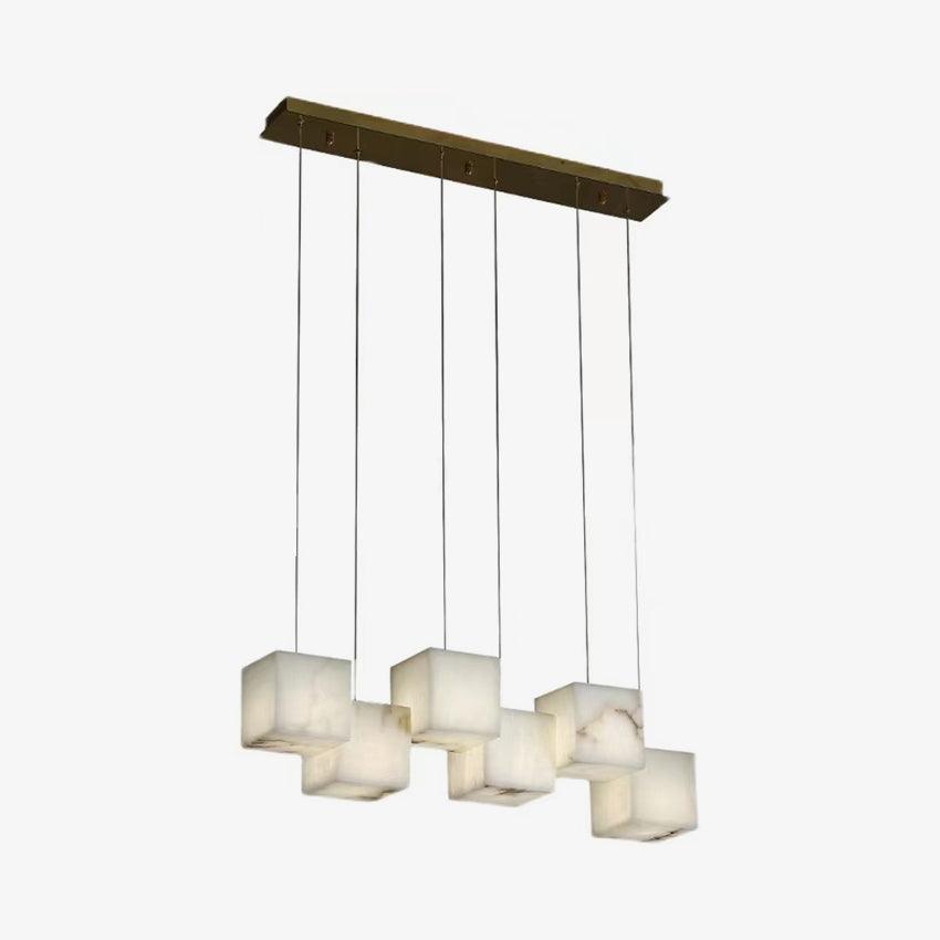 Develo Minimalist Alabaster Linear Pendant Light Chandelier-Neutral Decor